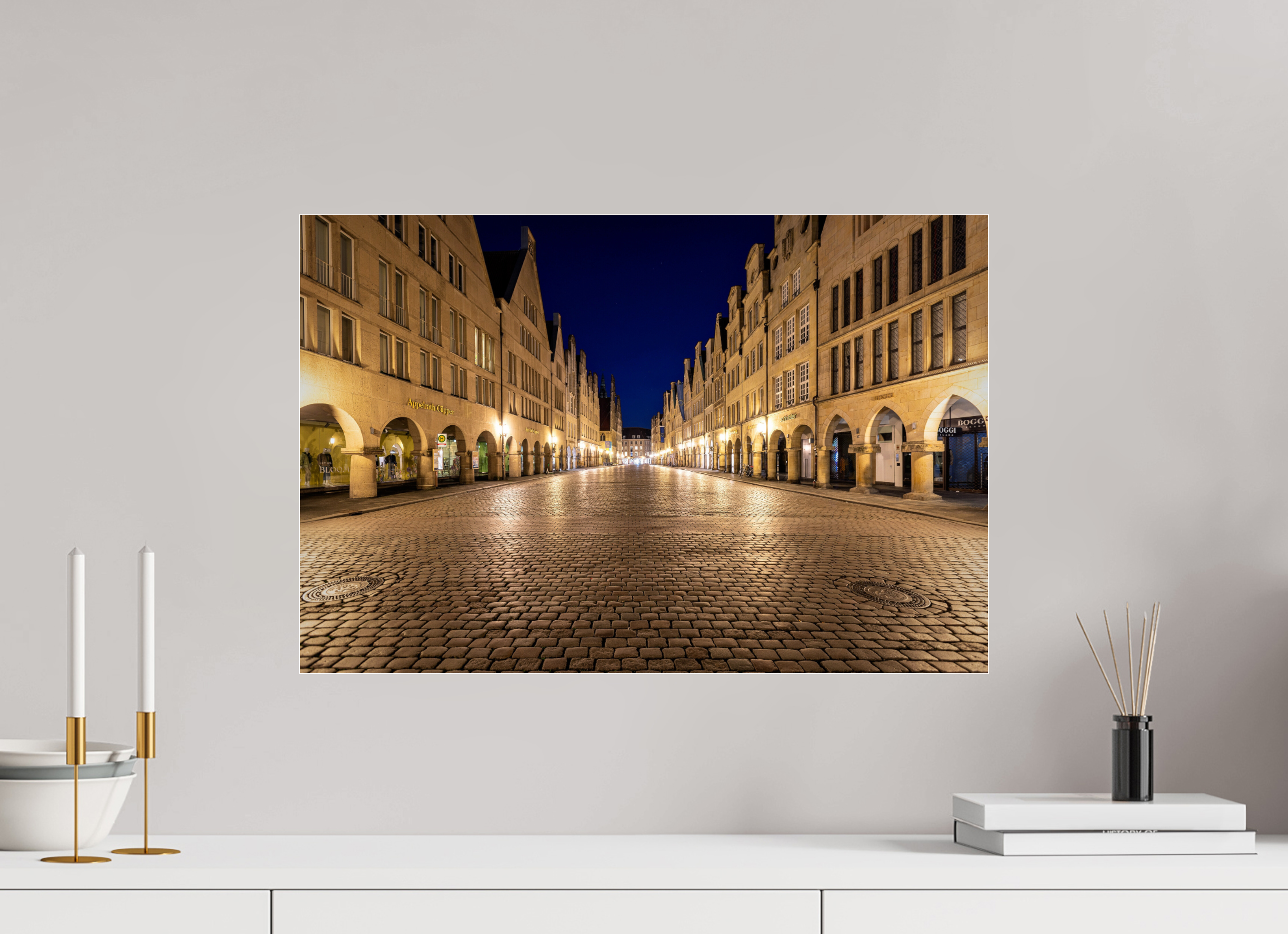 60 x 40 cm, Photo Print Under Acrylic Glass Prinzipalmarkt bei Nacht