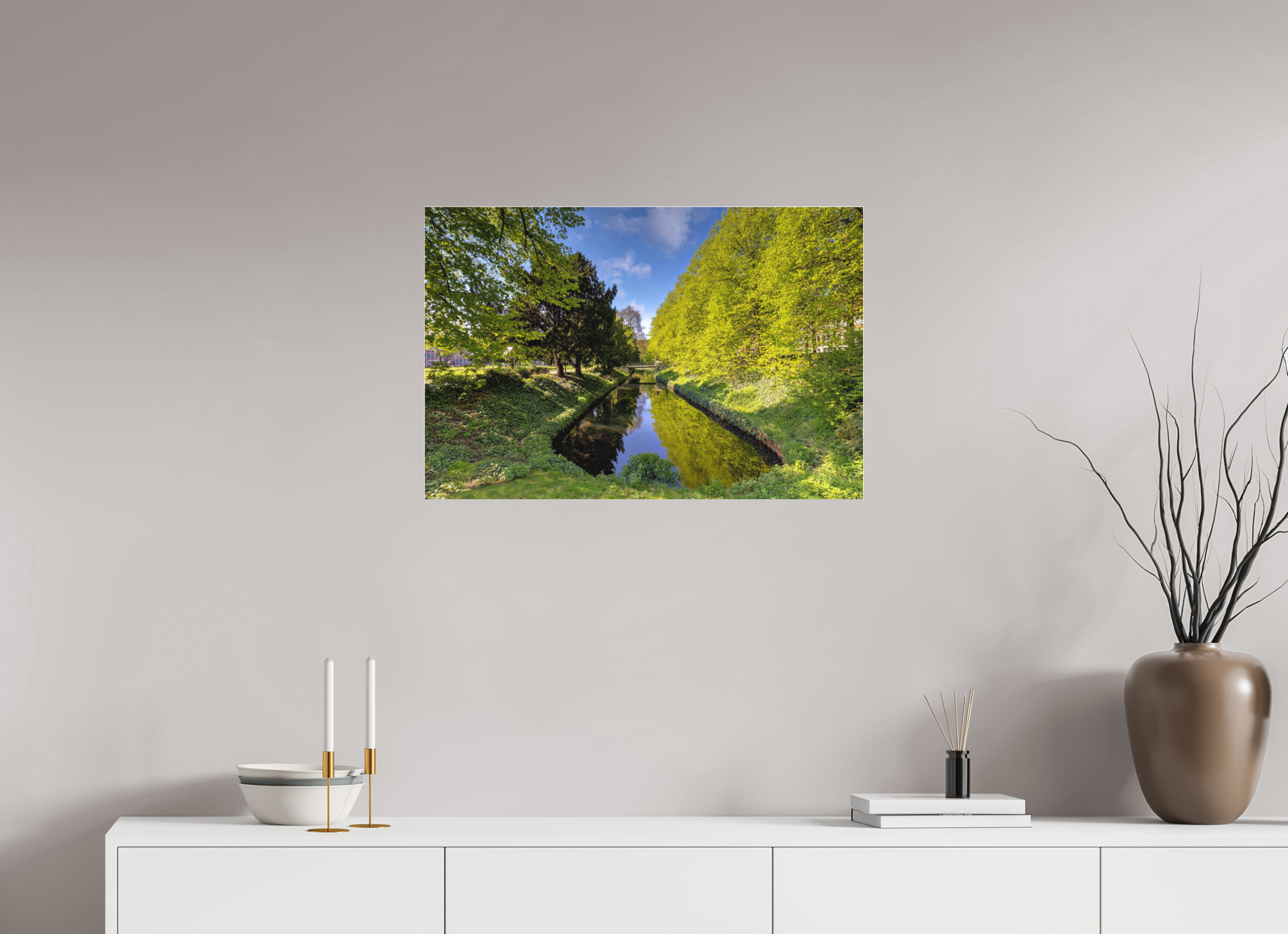 75 x 50 cm, Acrylglas Fine Art Pigmentdruck Wassergraben an der Engelenschanze