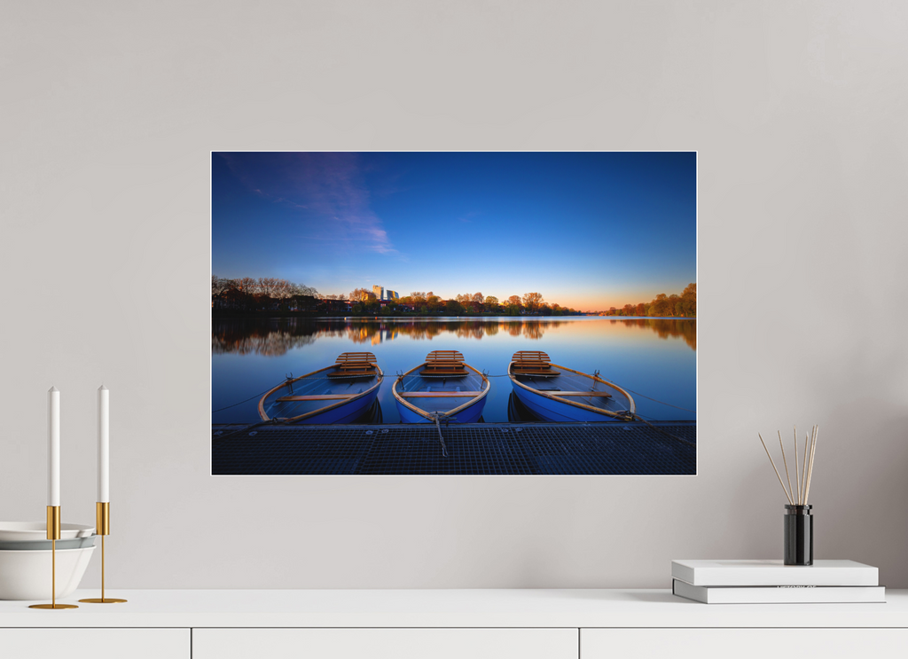 60 x 40 cm, Acrylglas Fine Art Pigmentdruck Der Aasee / Drei Boote