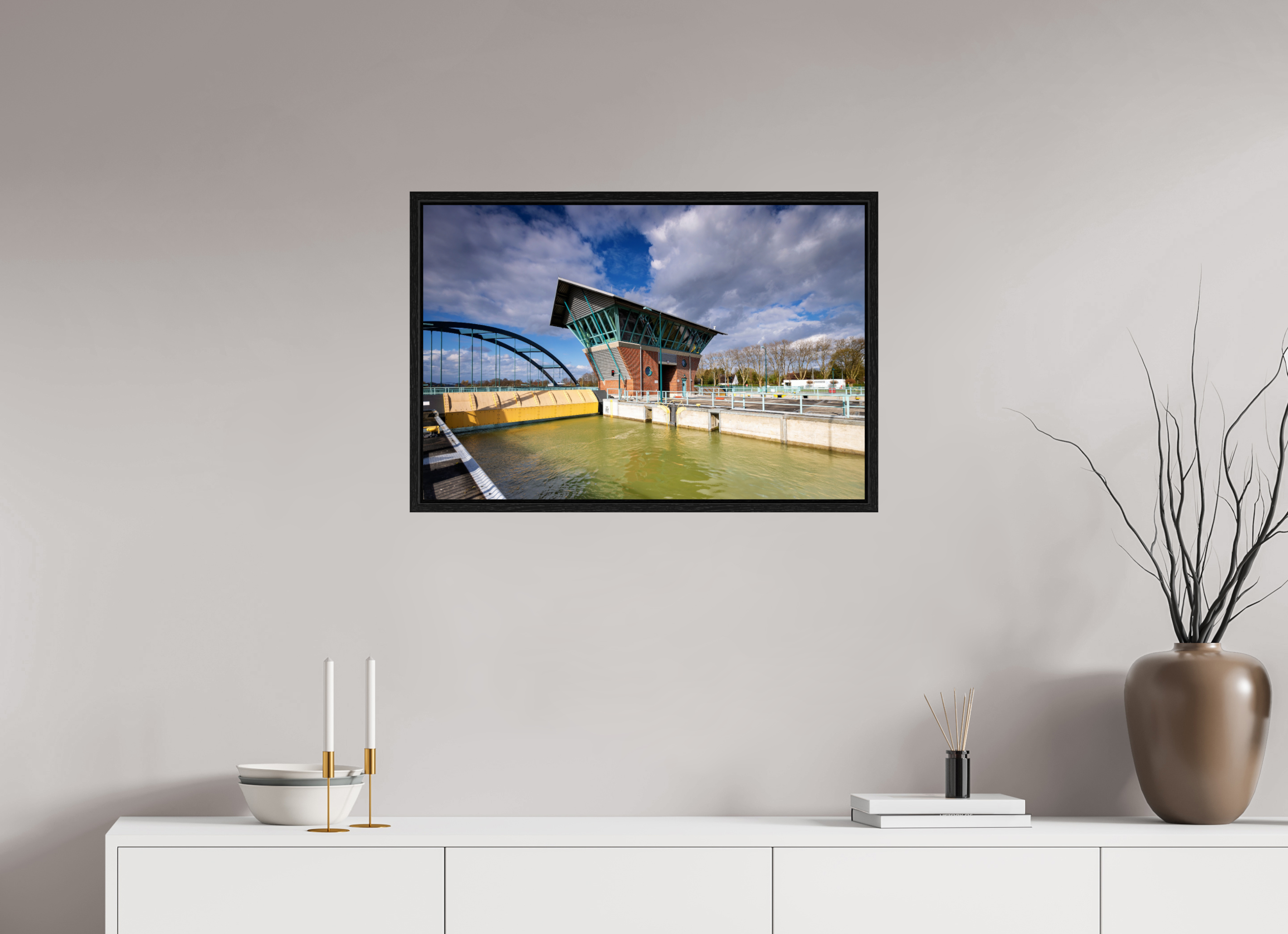 75 x 50 cm, Floater Frame Die Schleuse - Der Tower