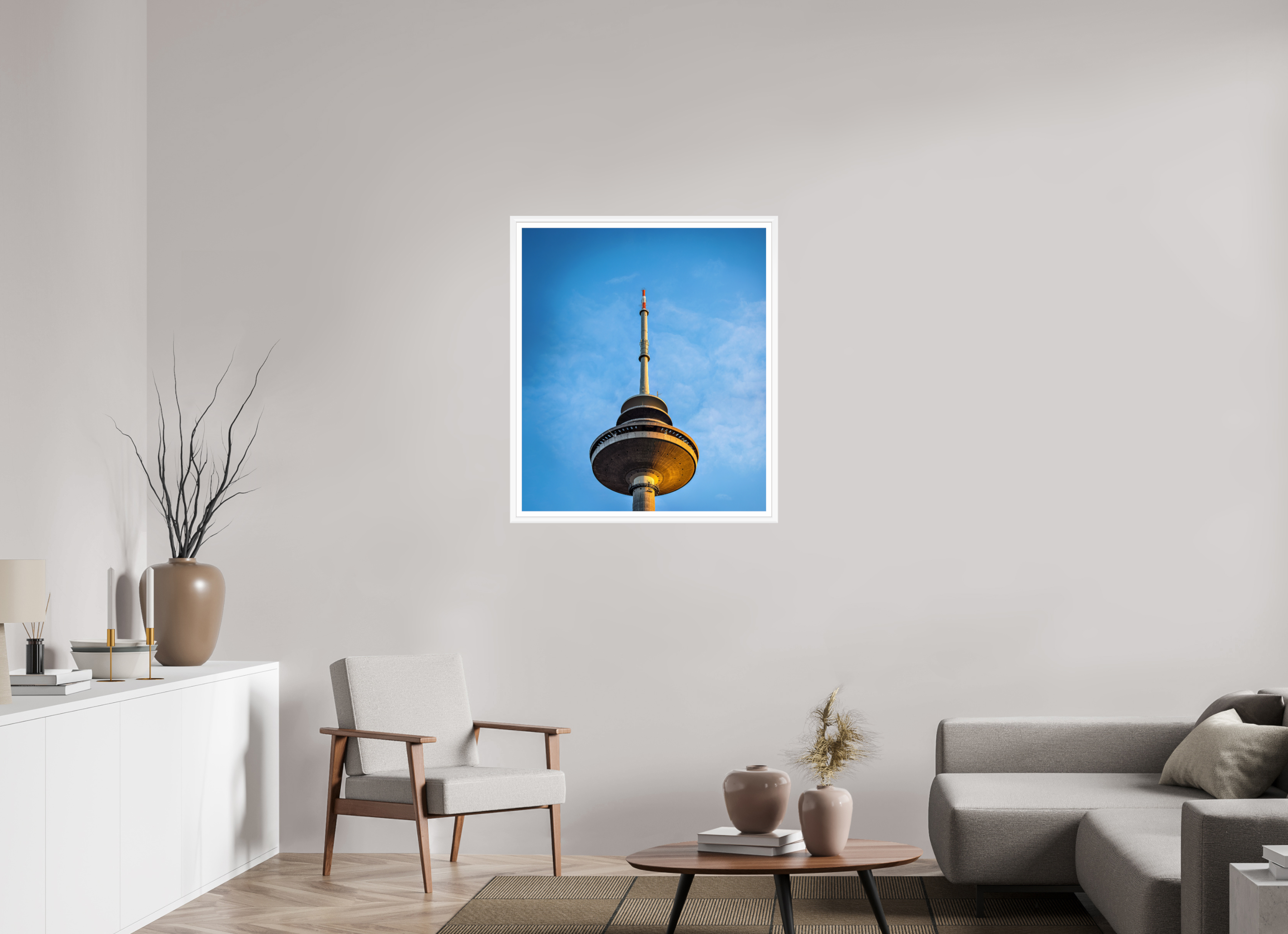 80 x 92,7 cm, Bern weiß und Rand Der Fernsehturm - Die Spitze