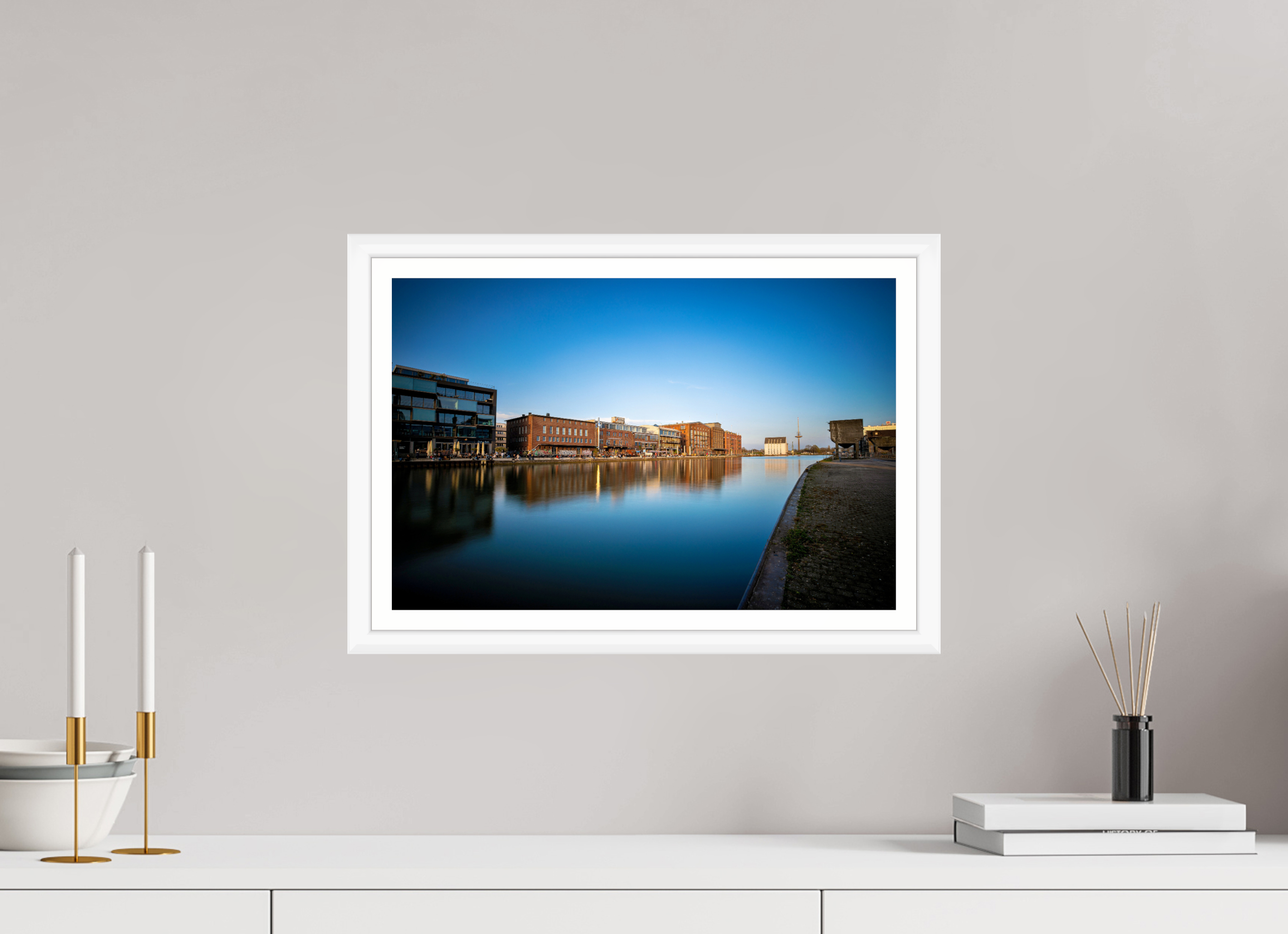 45 x 30 cm, Bern weiß und Rand Der Hafen im Überblick