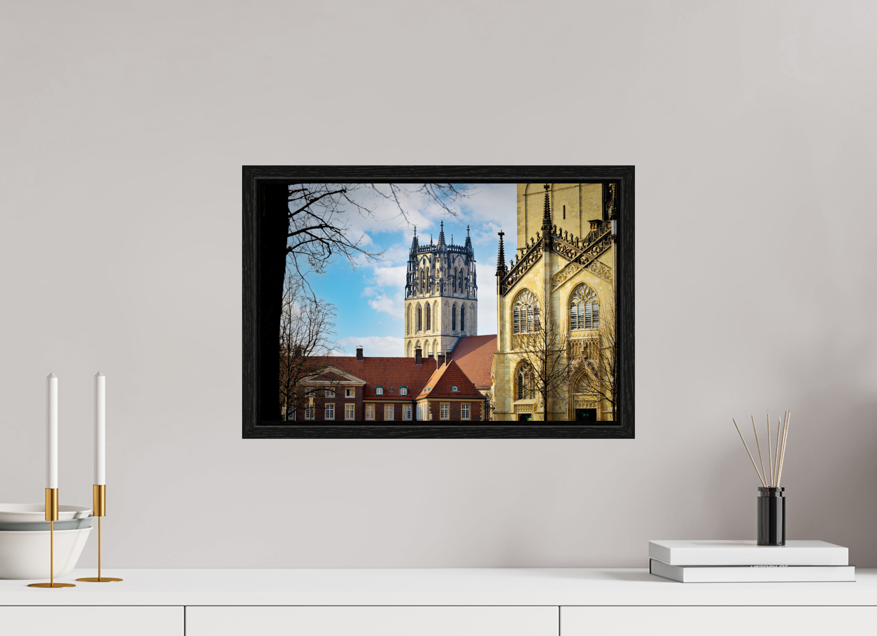 45 x 30 cm, Floater Frame Überwasserkirche mit Dom