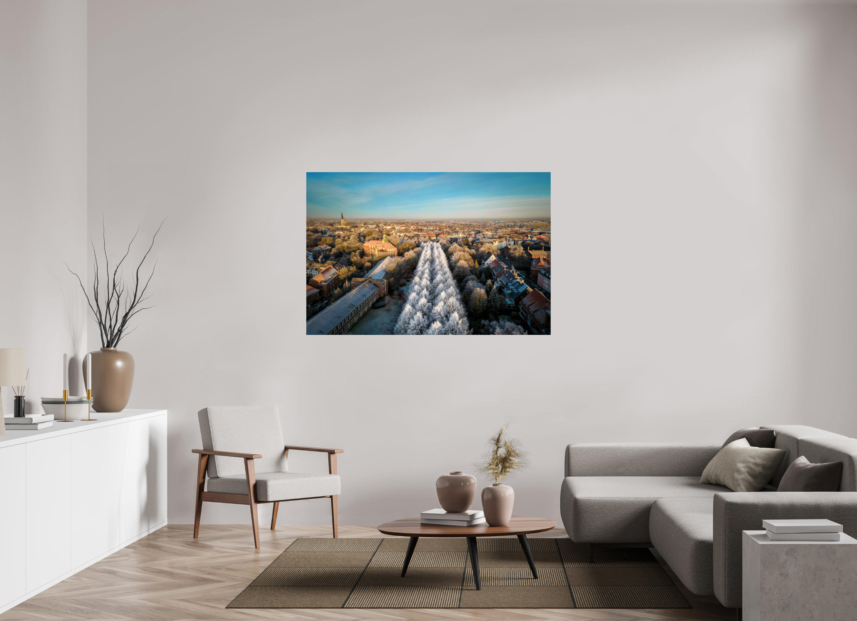 150 x 100 cm, Photo Print Under Acrylic Glass Promenade im Winter