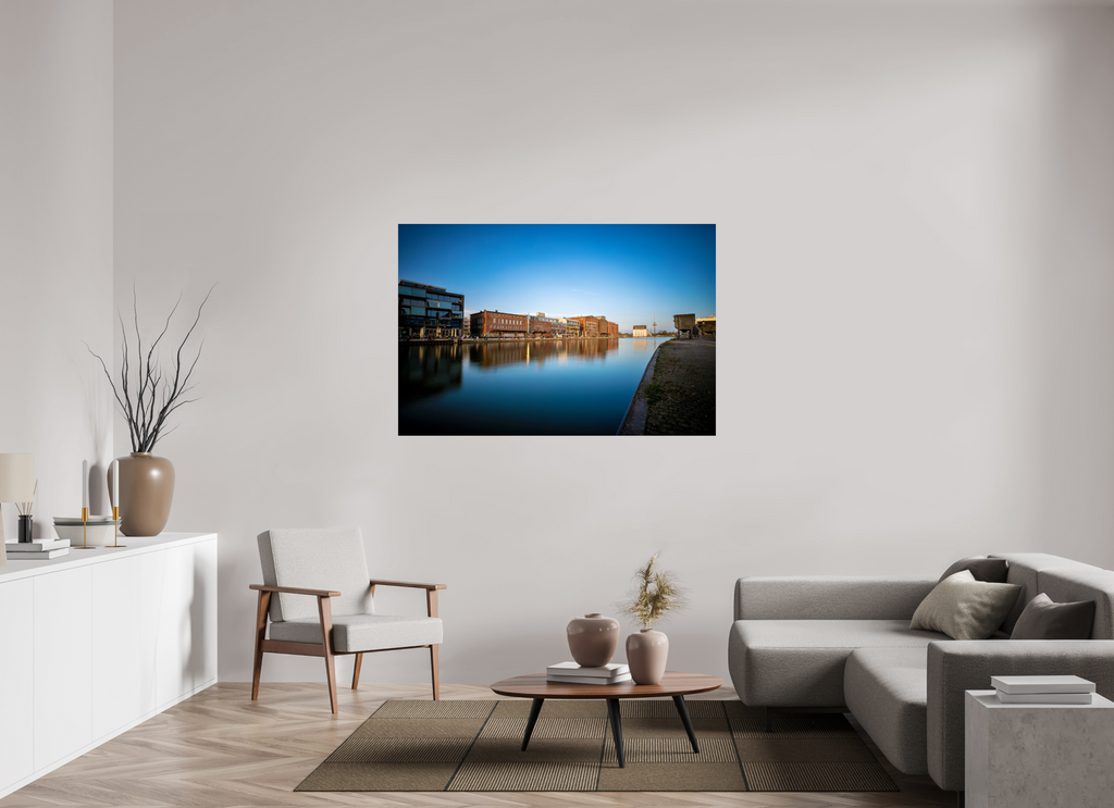 150 x 100 cm, Photo Print Under Acrylic Glass Der Hafen im Überblick