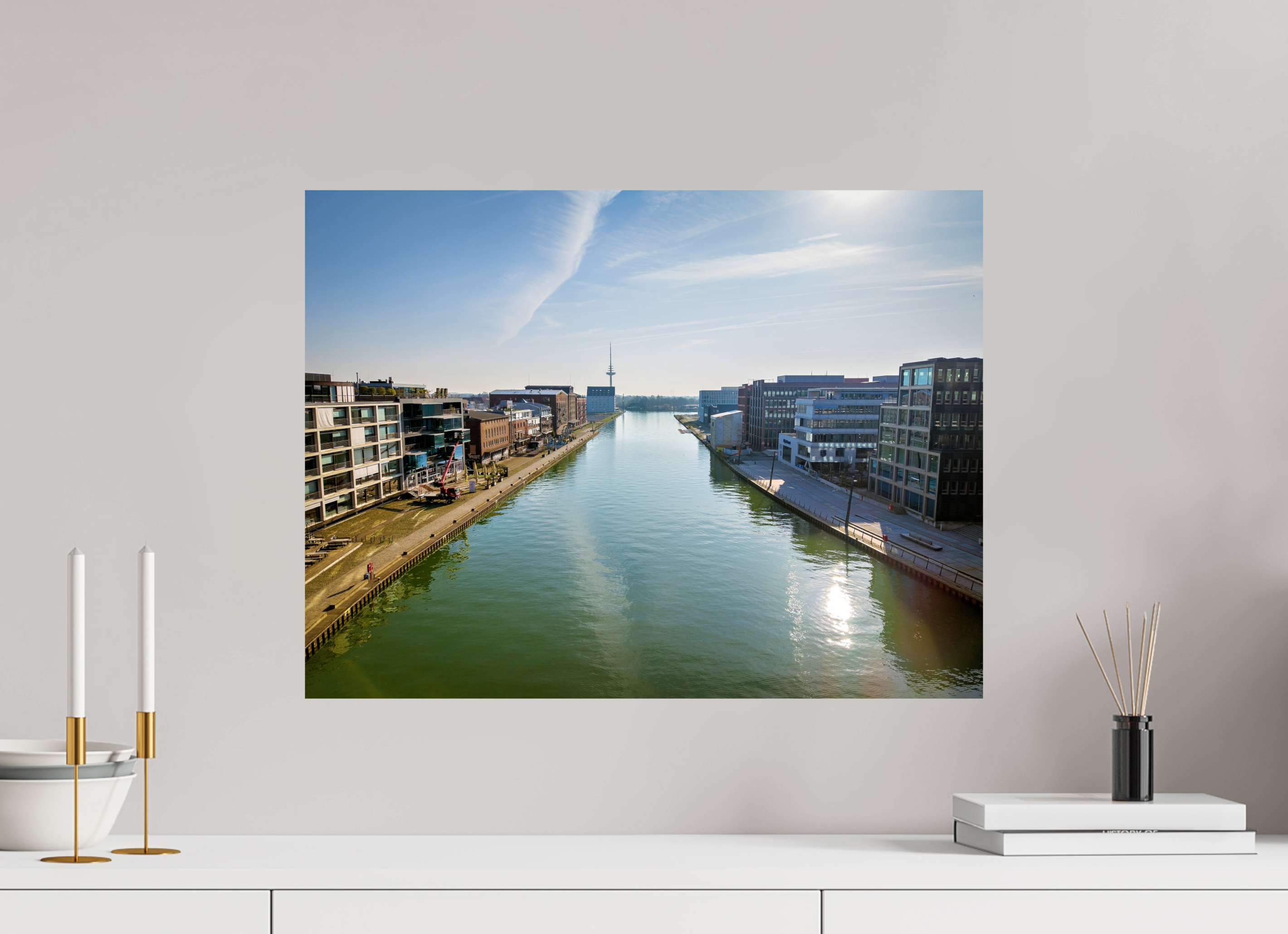 60 x 45 cm, Baryta - Fine Art Münster Hafen – Ruhe zwischen Stahl und Wasser