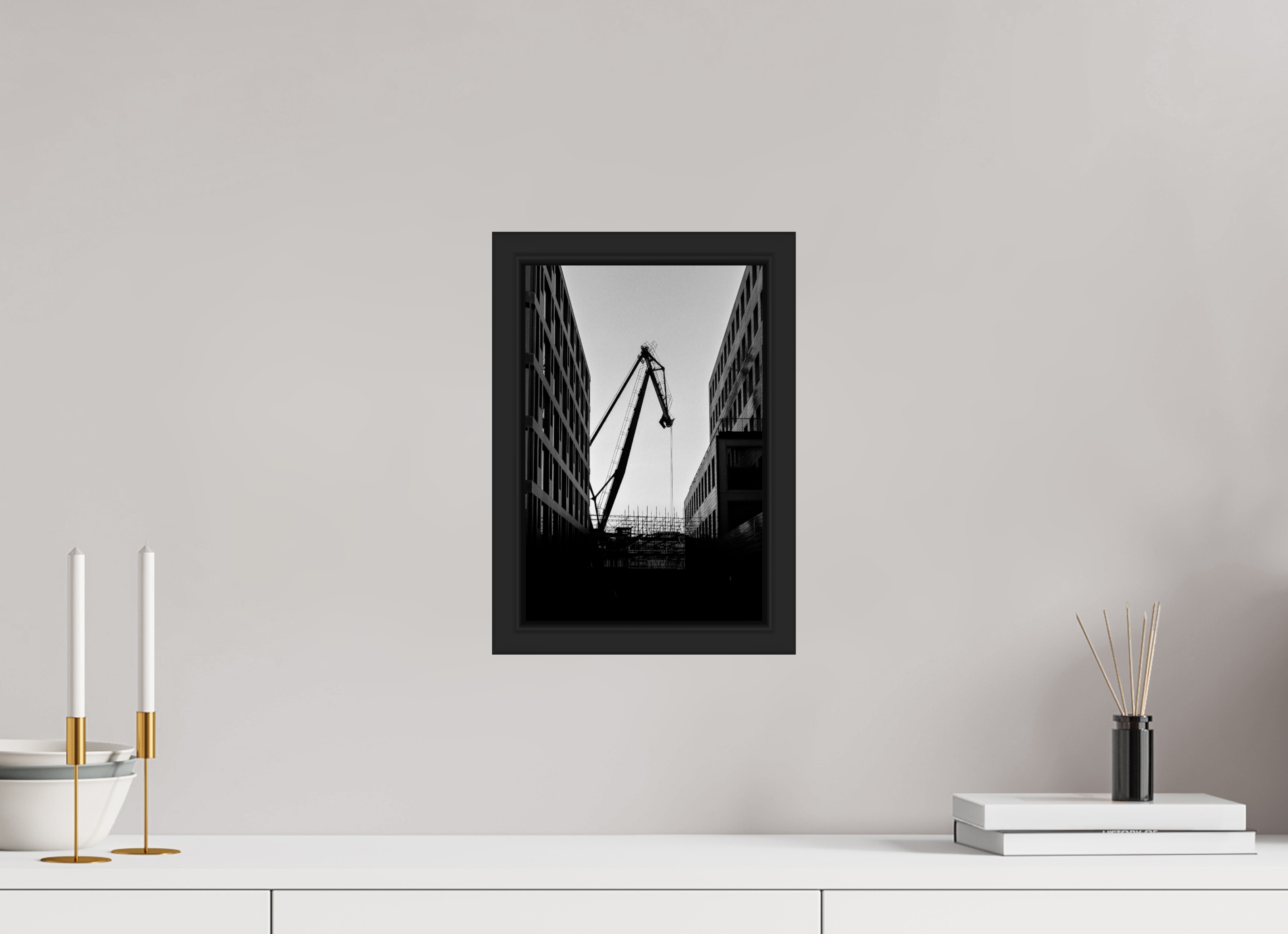 20 x 30 cm, Tokyo 20mm Schattenfuge 4mm Der Hafenkran im Hochformat