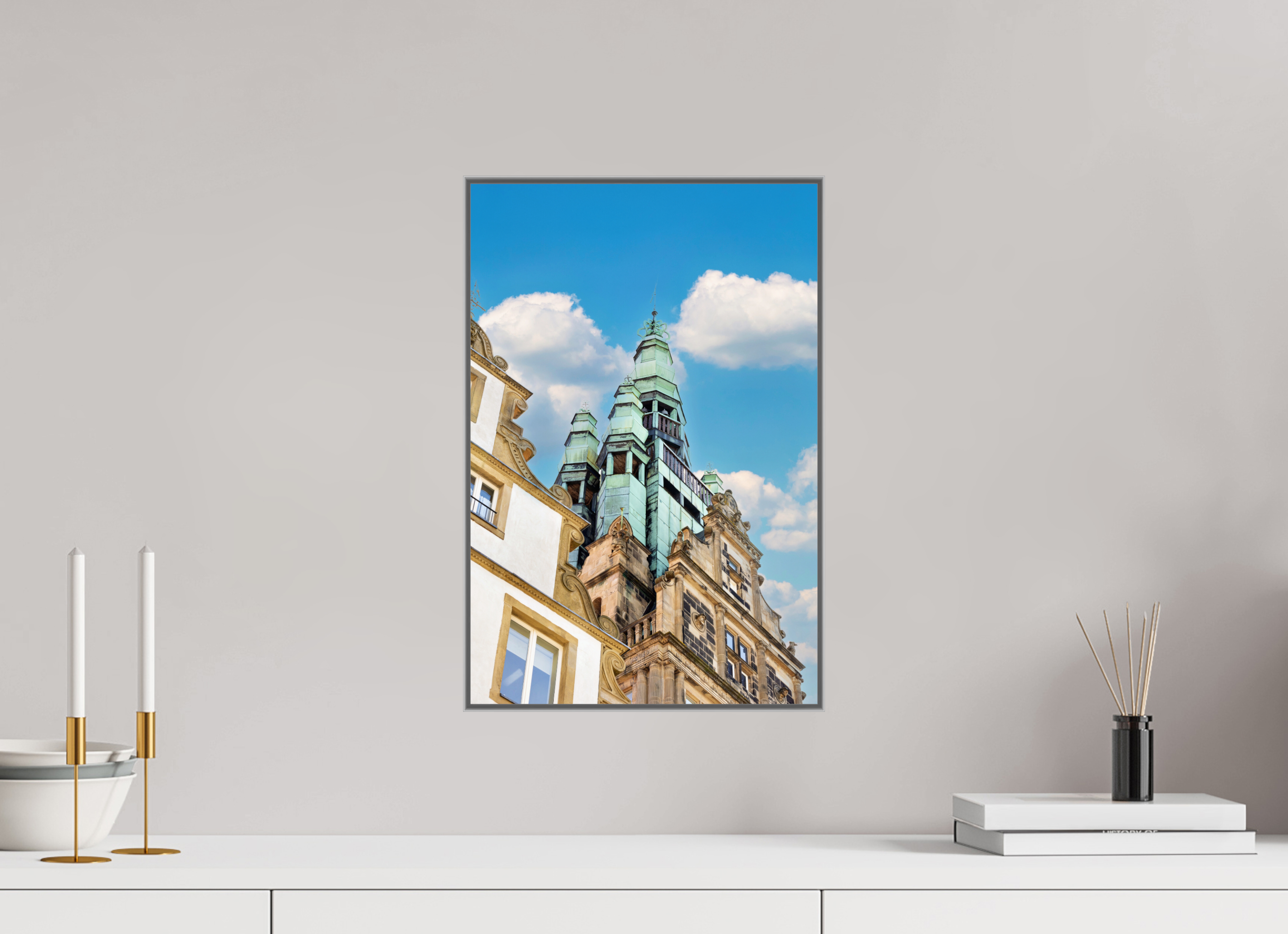 30 x 45 cm, Alurahmen 25mm Der Stadthausturm im Hochformat