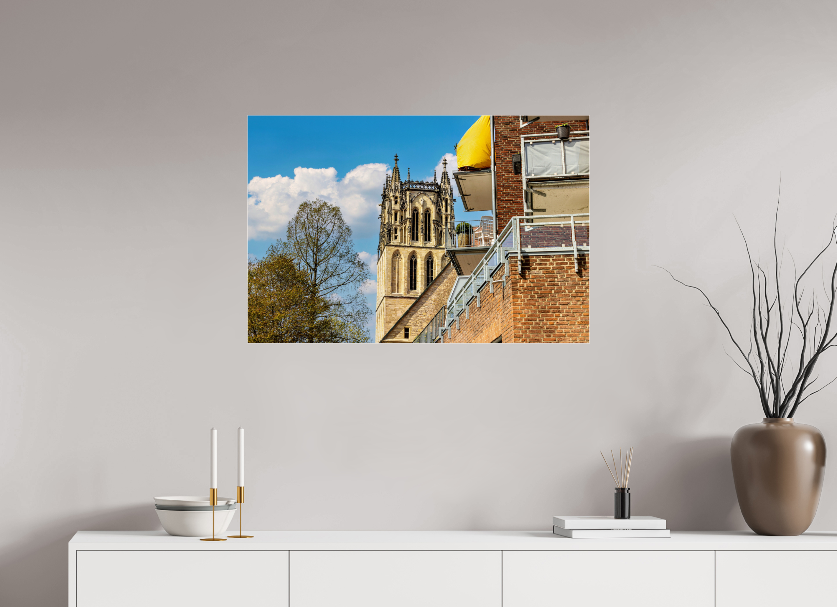 90 x 60 cm, Photo Print Under Acrylic Glass Überwasserkirche - Der Turm