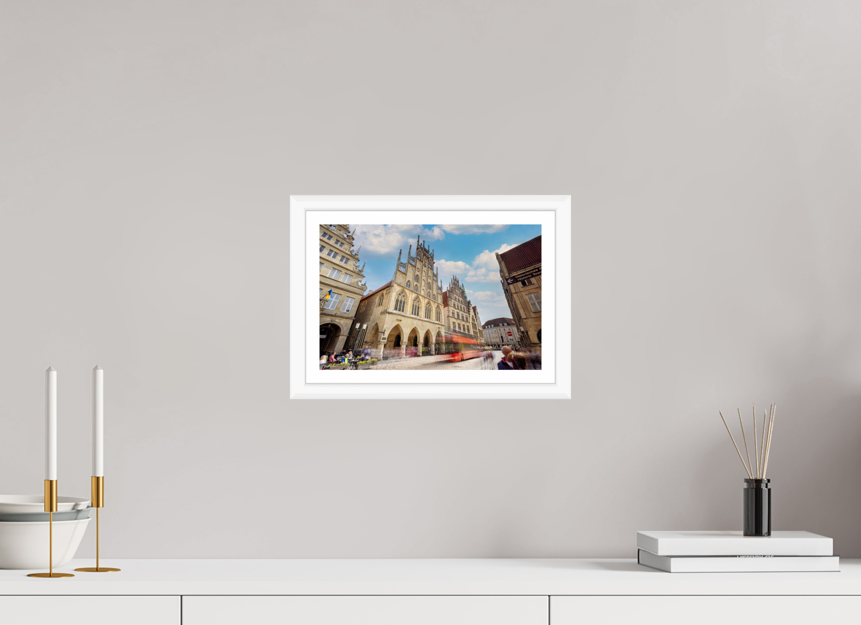 30 x 20 cm, Bern weiß und Rand Rathaus und Bus