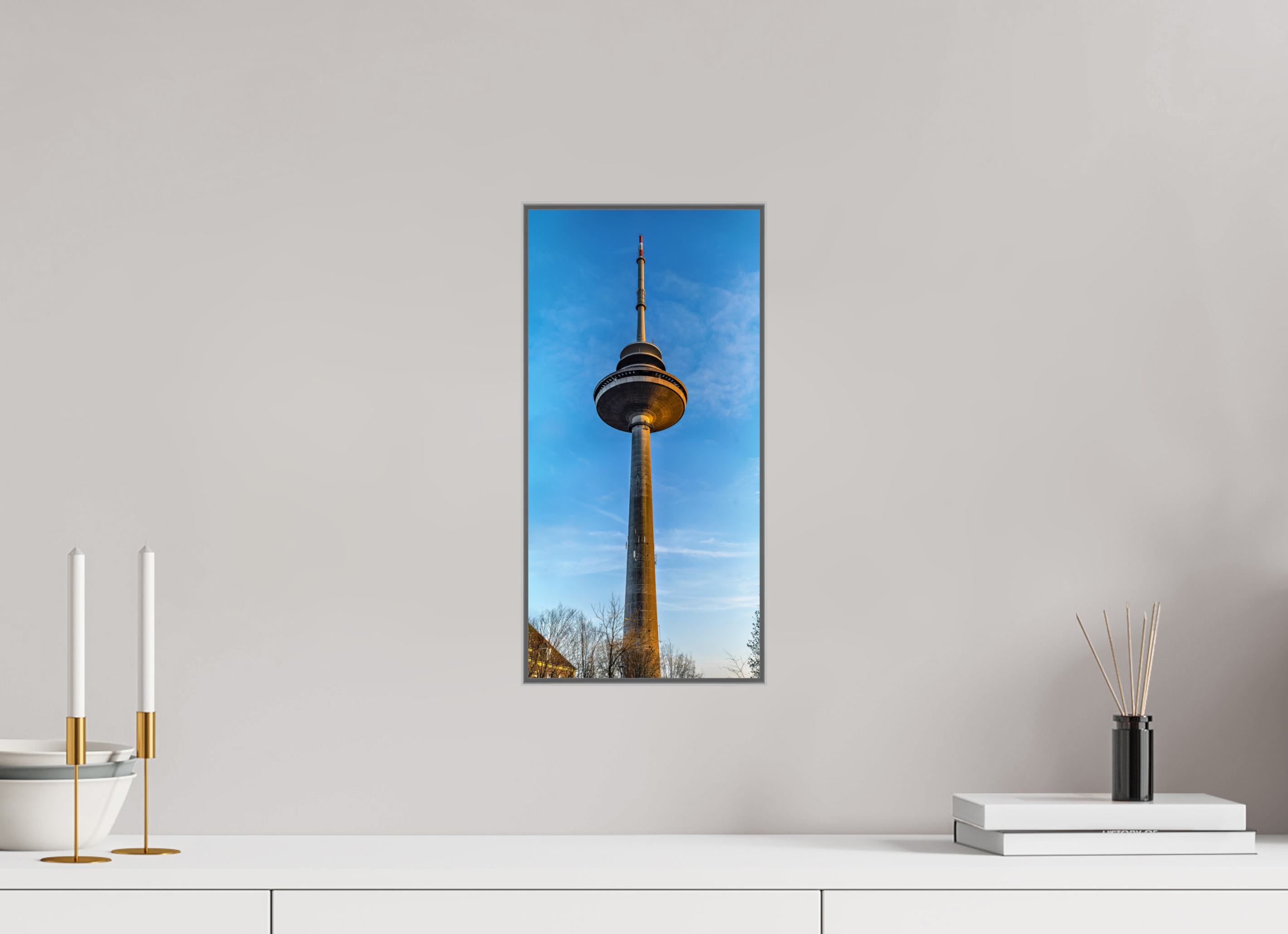 20 x 40,5 cm, Alurahmen 25mm Der Fernsehturm - ganz