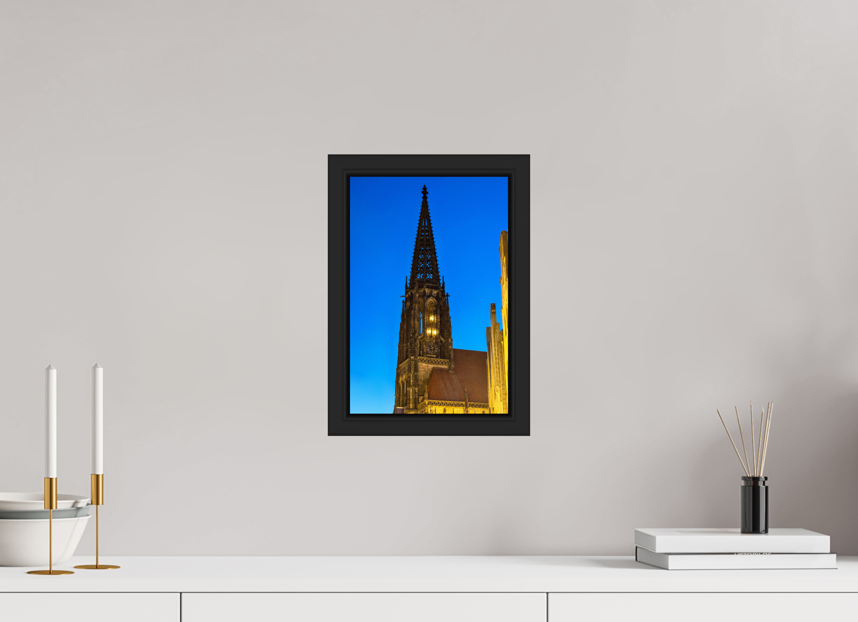 20 x 30 cm, Tokyo 20mm Schattenfuge 7mm Lambertikirche bei Nacht