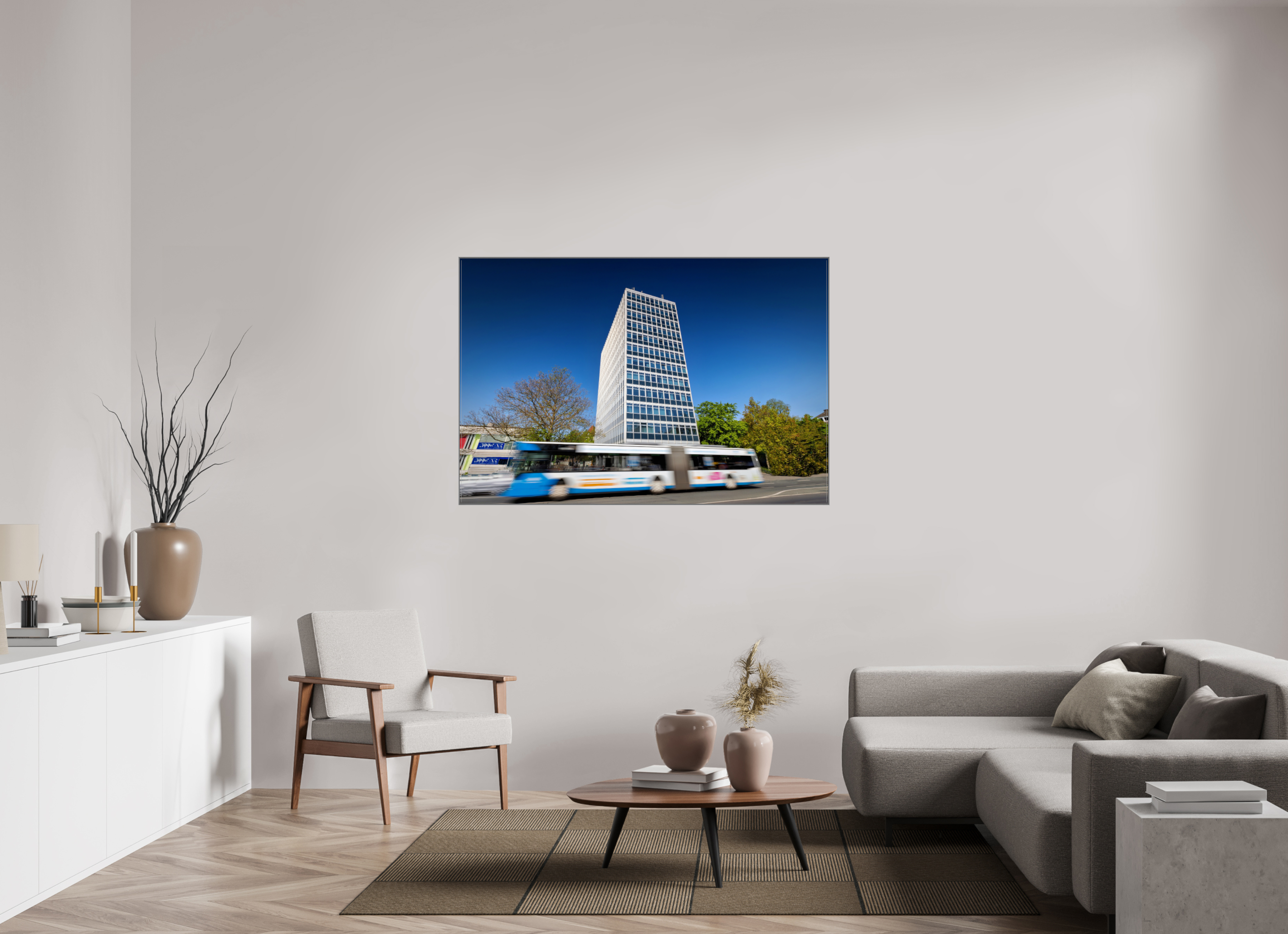 150 x 100 cm, Alurahmen 25mm Servatii mit Bus