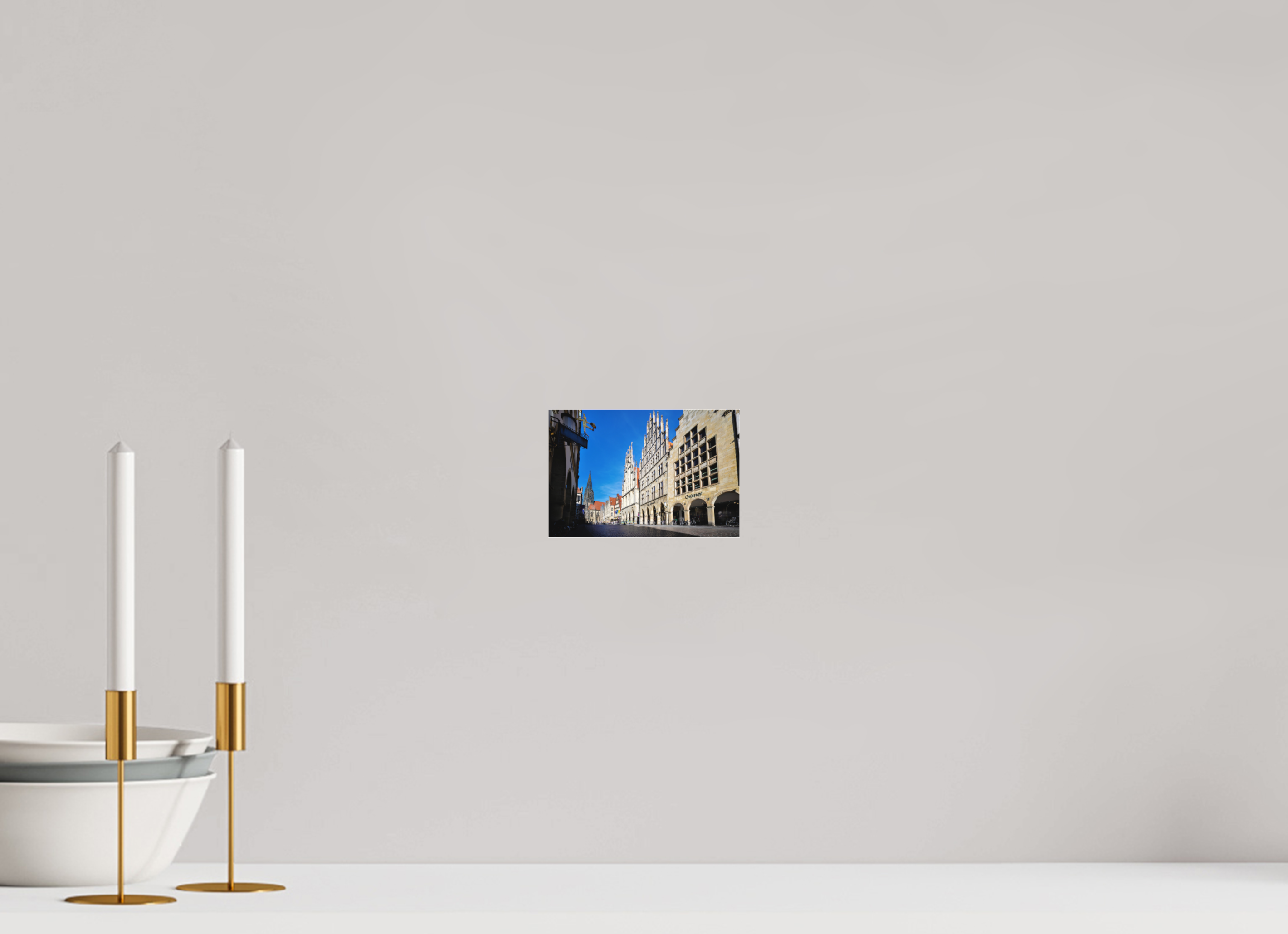 15 x 10 cm, Acrylglas Fine Art Pigmentdruck Prinzipalmarkt mit Lamberti