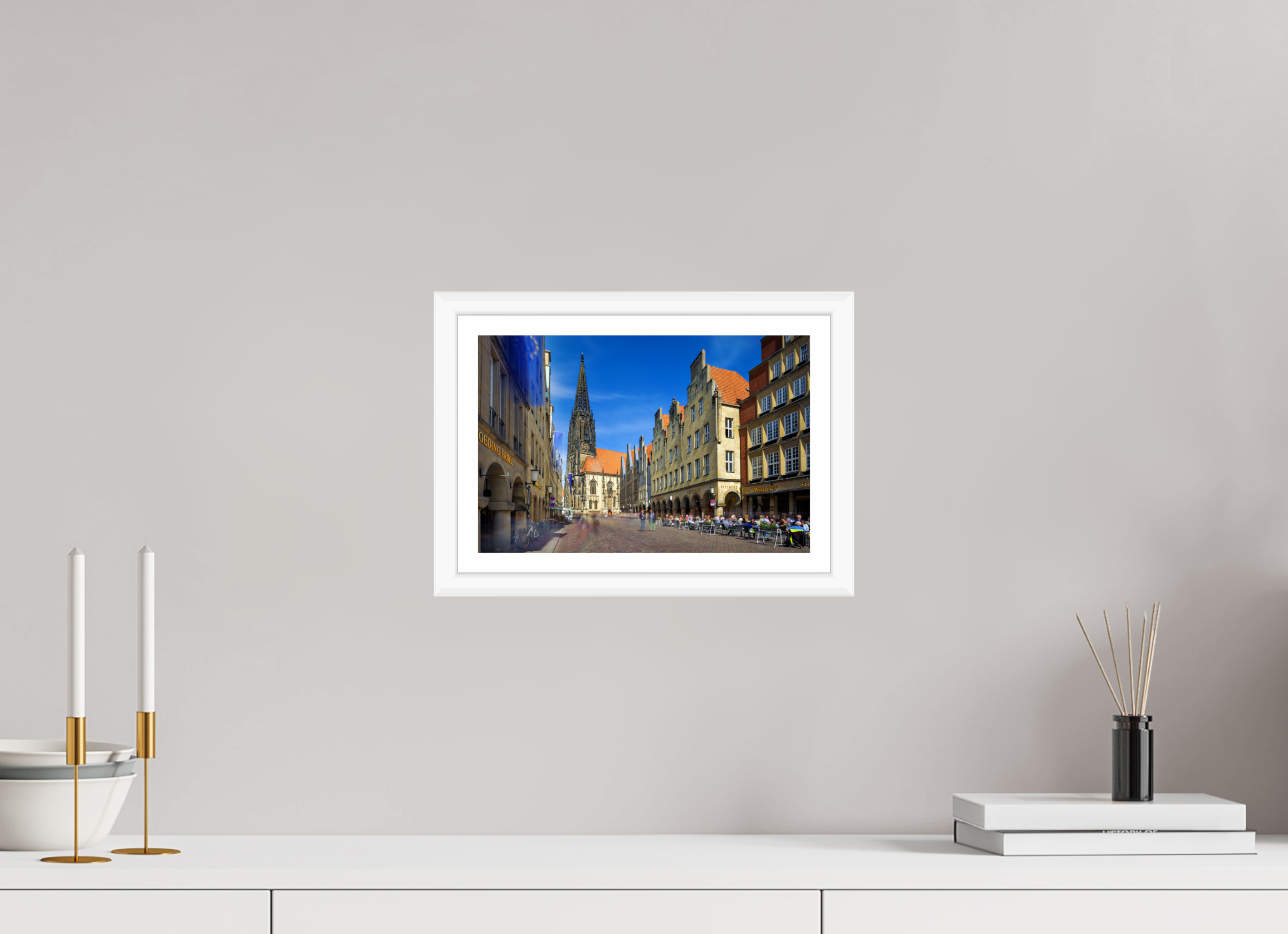 30 x 20 cm, Bern weiß und Rand Lambertikirche - Prinzipalmarkt