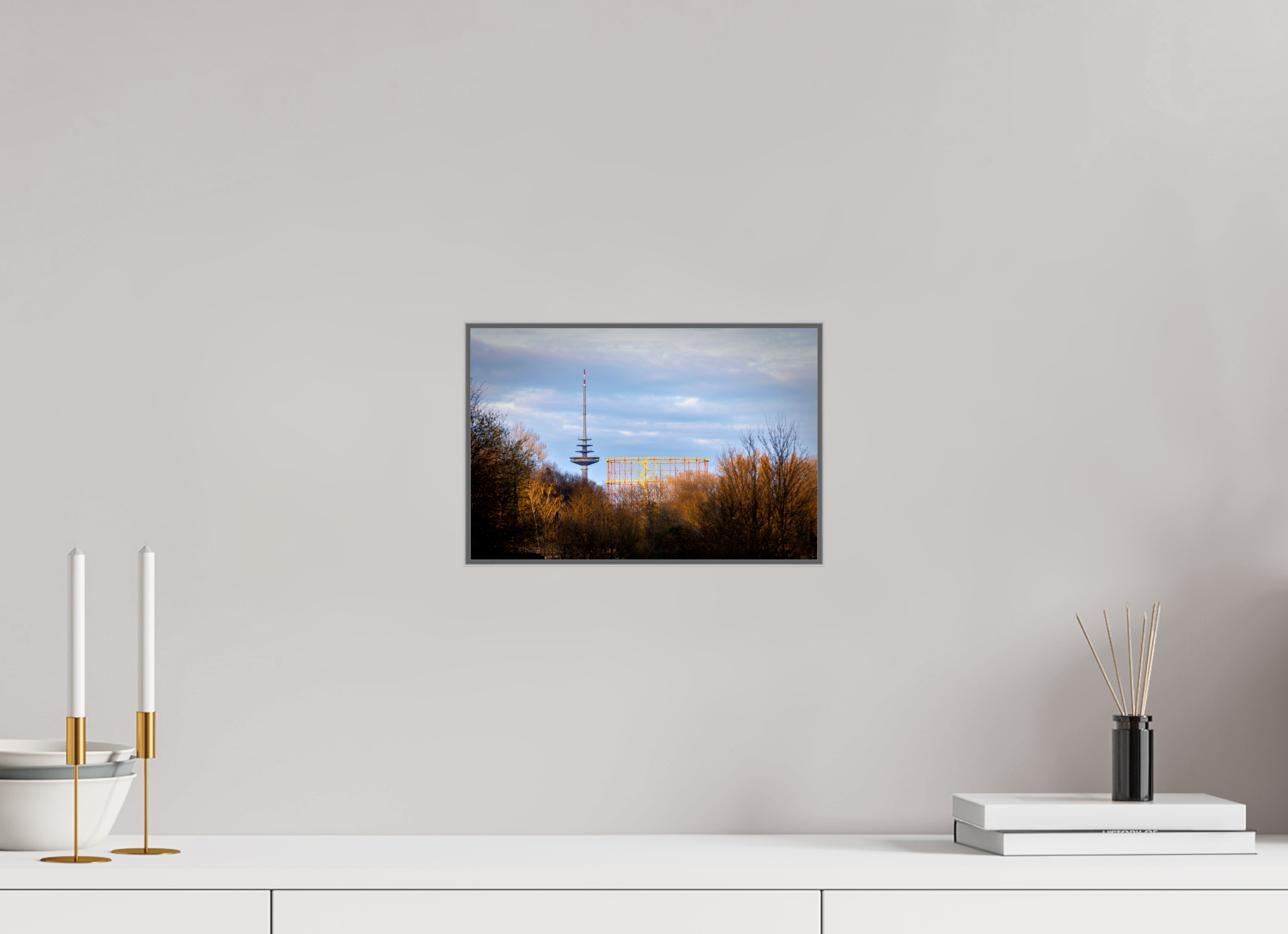 30 x 20 cm, Alurahmen 25mm Fernsehturm und Gasometer