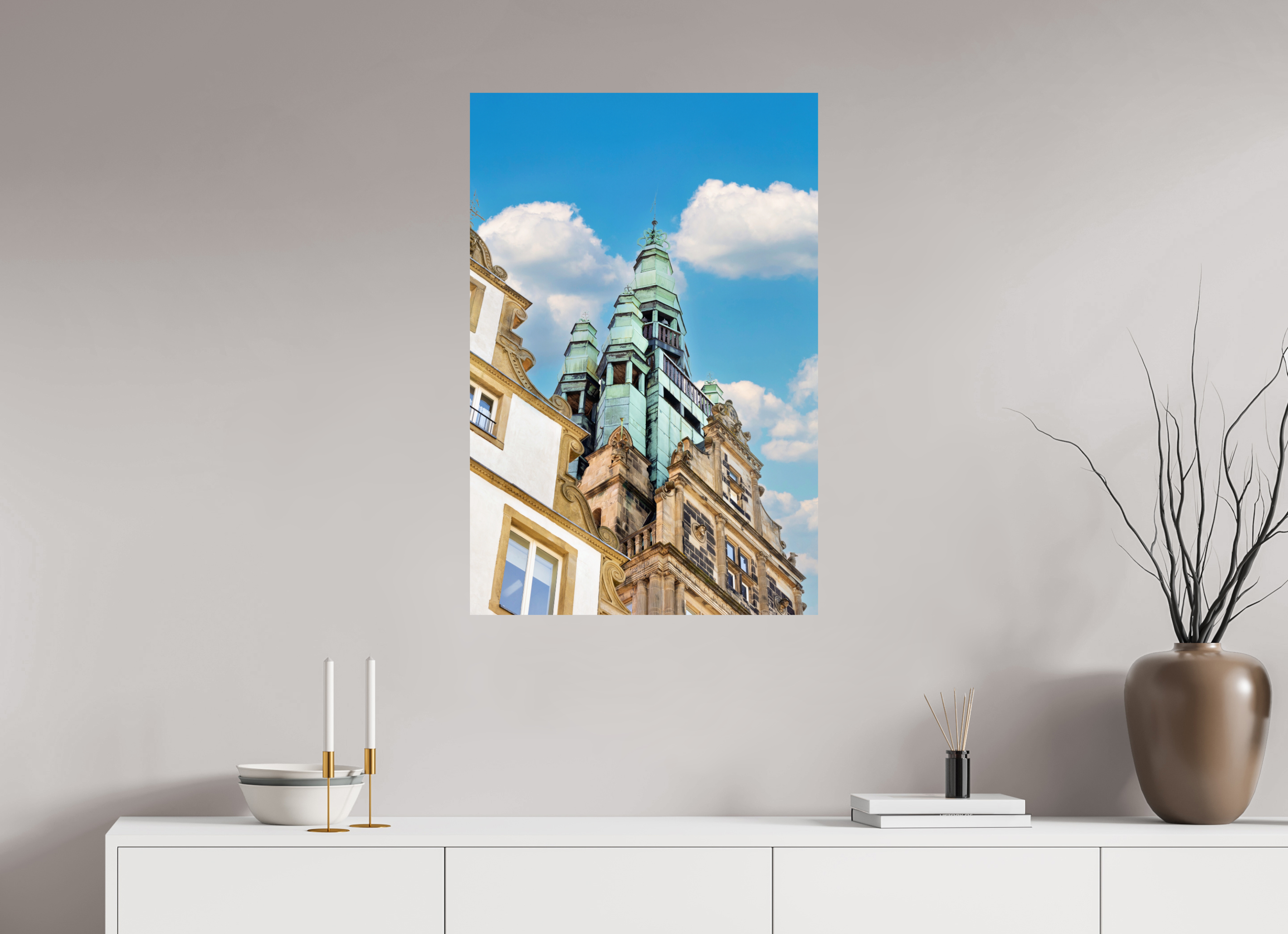 60 x 90 cm, Photo Print On Fuji Crystal DP II Der Stadthausturm im Hochformat