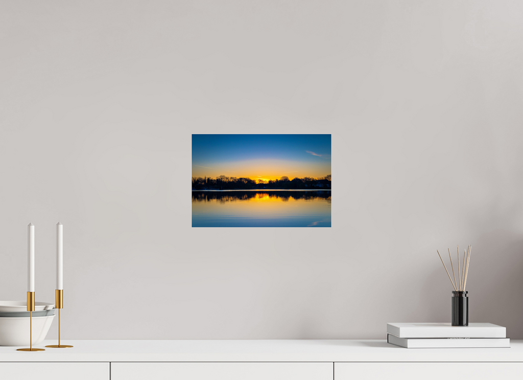 30 x 20 cm, Photo Print Under Acrylic Glass Der Aasee bei Sonnenaufgang