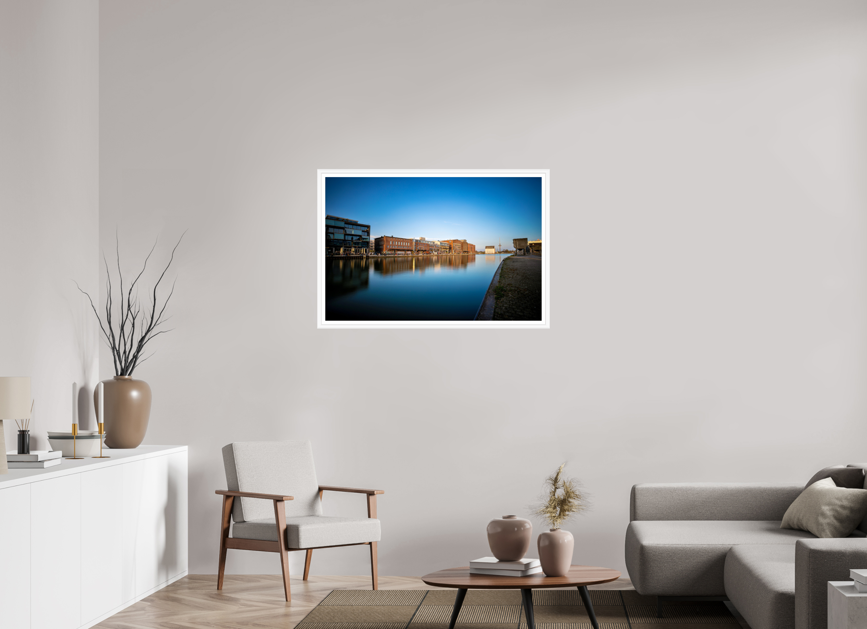 105 x 70 cm, Bern weiß und Rand Der Hafen im Überblick