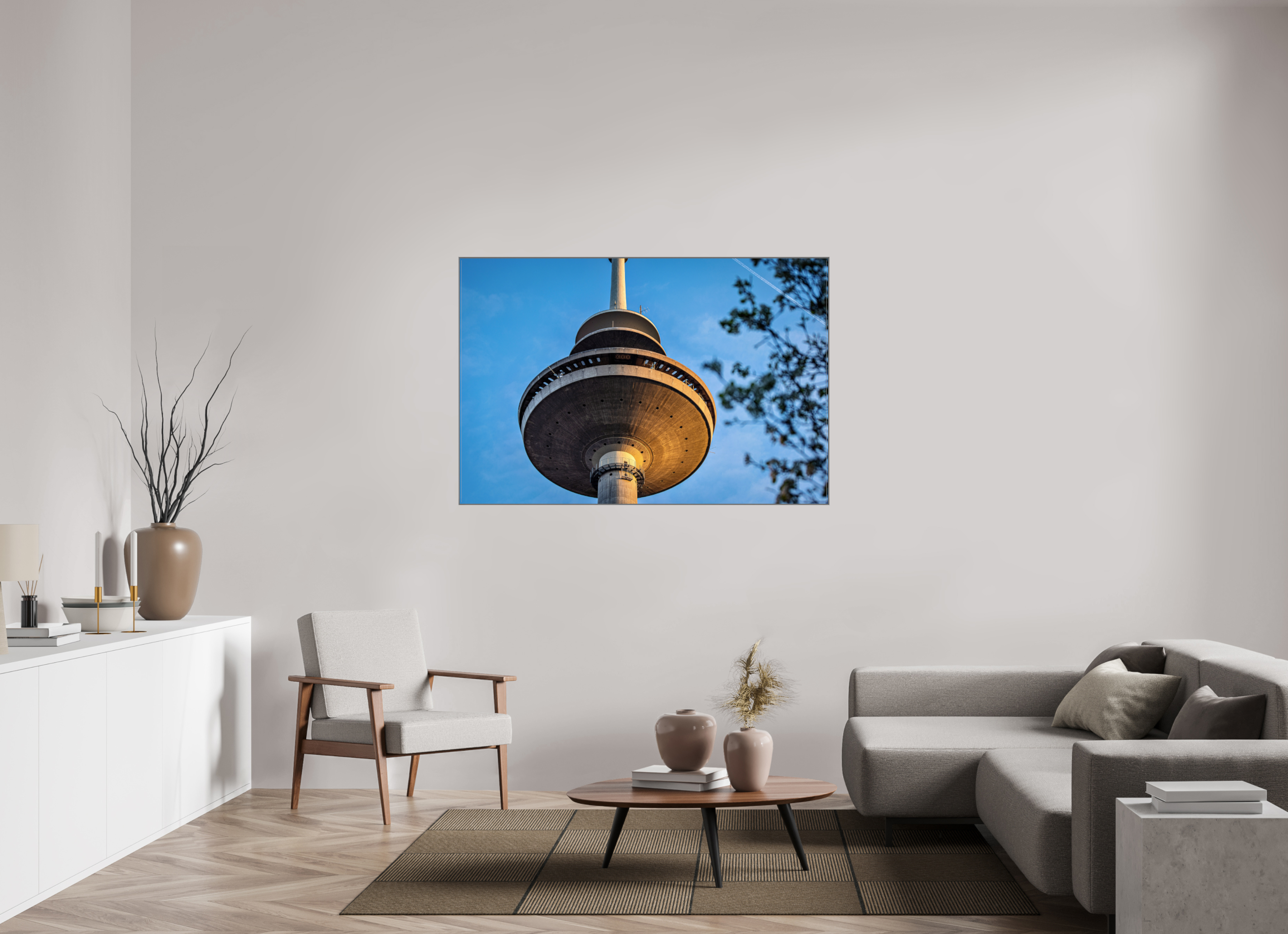 150 x 100 cm, Alurahmen 25mm Der Fernsehturm - Das UFO