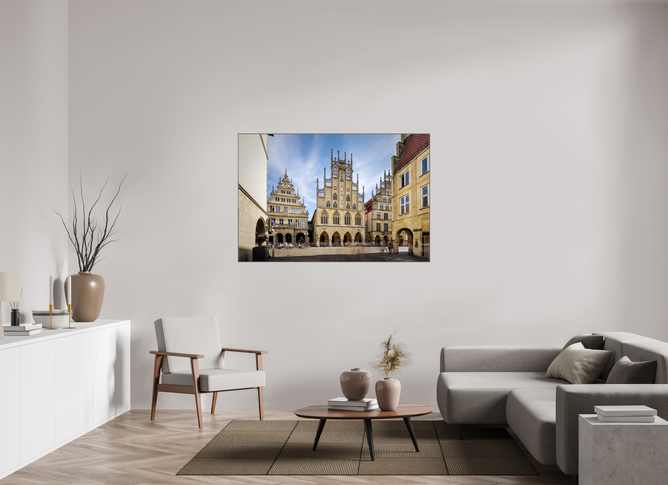 150 x 100 cm, Alurahmen 25mm Das Rathaus