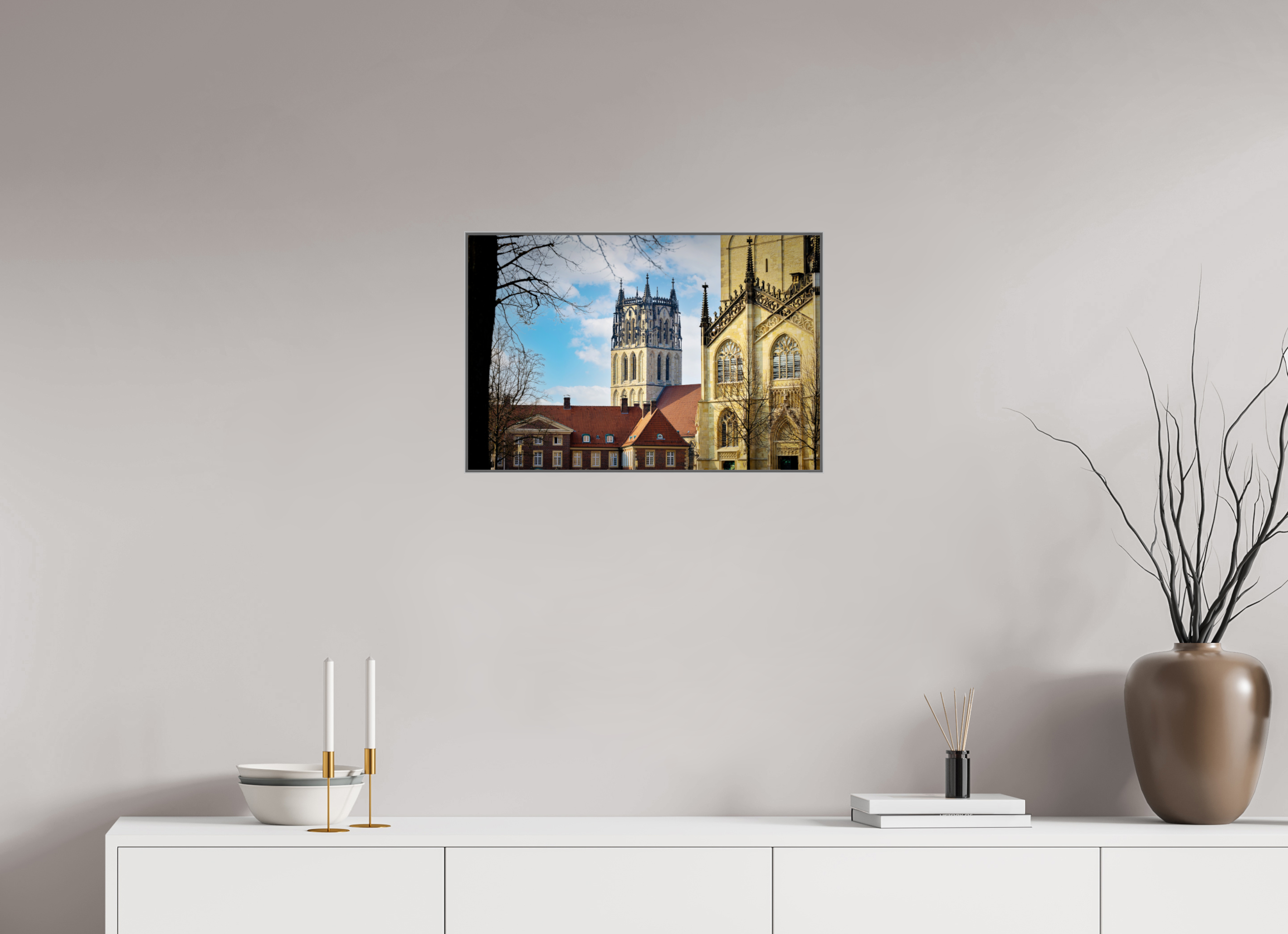 60 x 40 cm, Alurahmen 25mm Überwasserkirche mit Dom