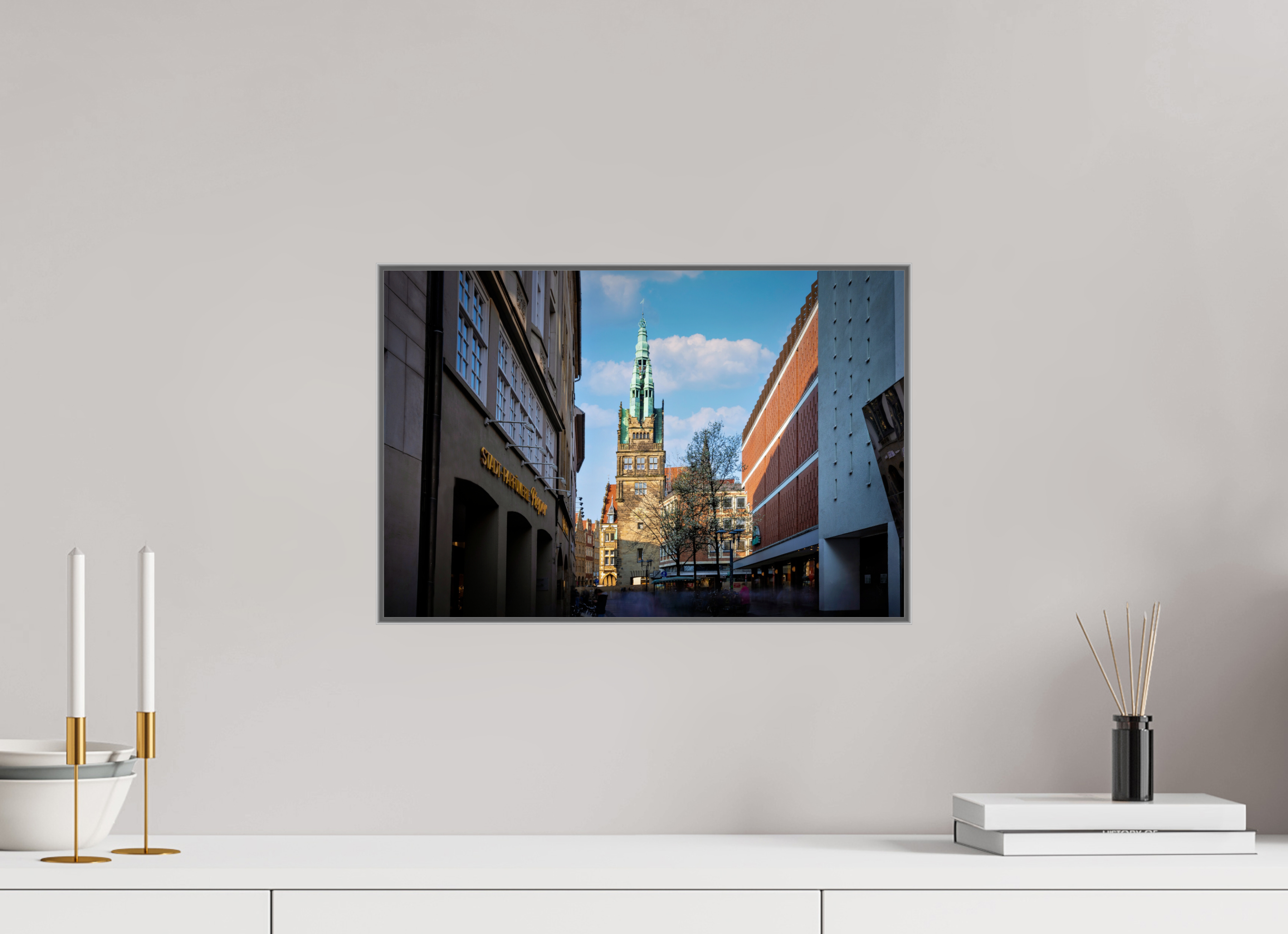 45 x 30 cm, Alurahmen 25mm Der Stadthausturm