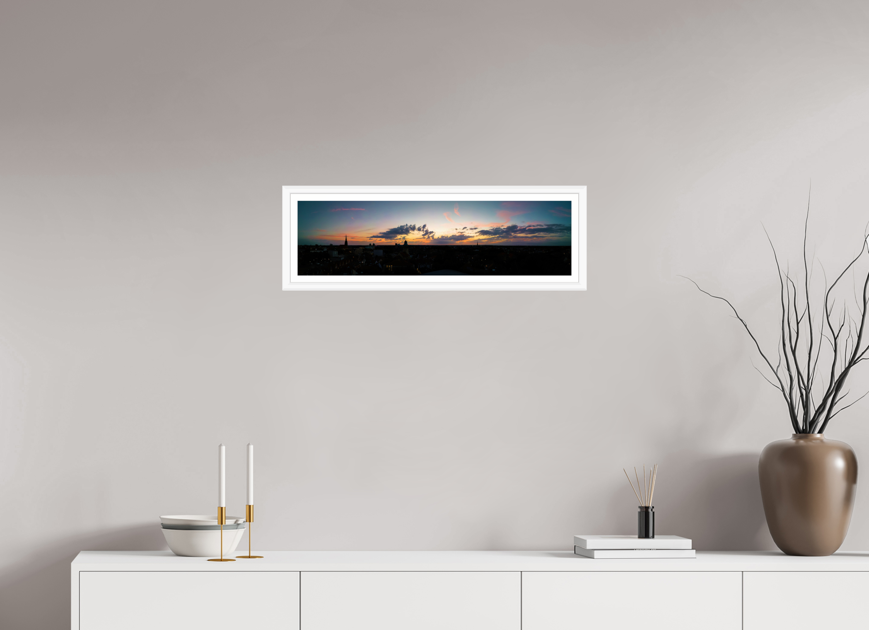 70,5 x 20 cm, Bern weiß und Rand Skyline / Cineastisch