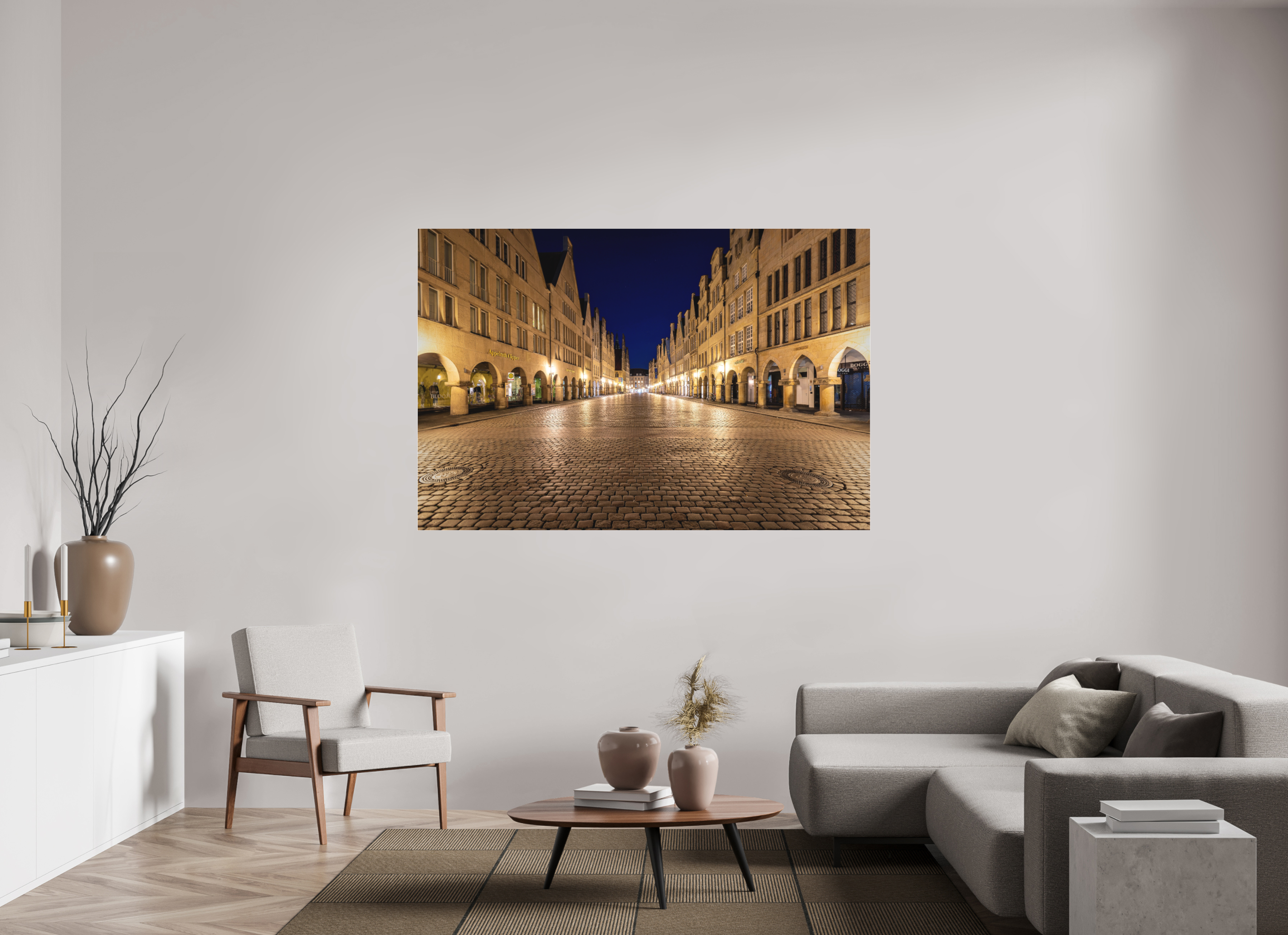 180 x 120 cm, Acrylglas Fine Art Pigmentdruck Prinzipalmarkt bei Nacht