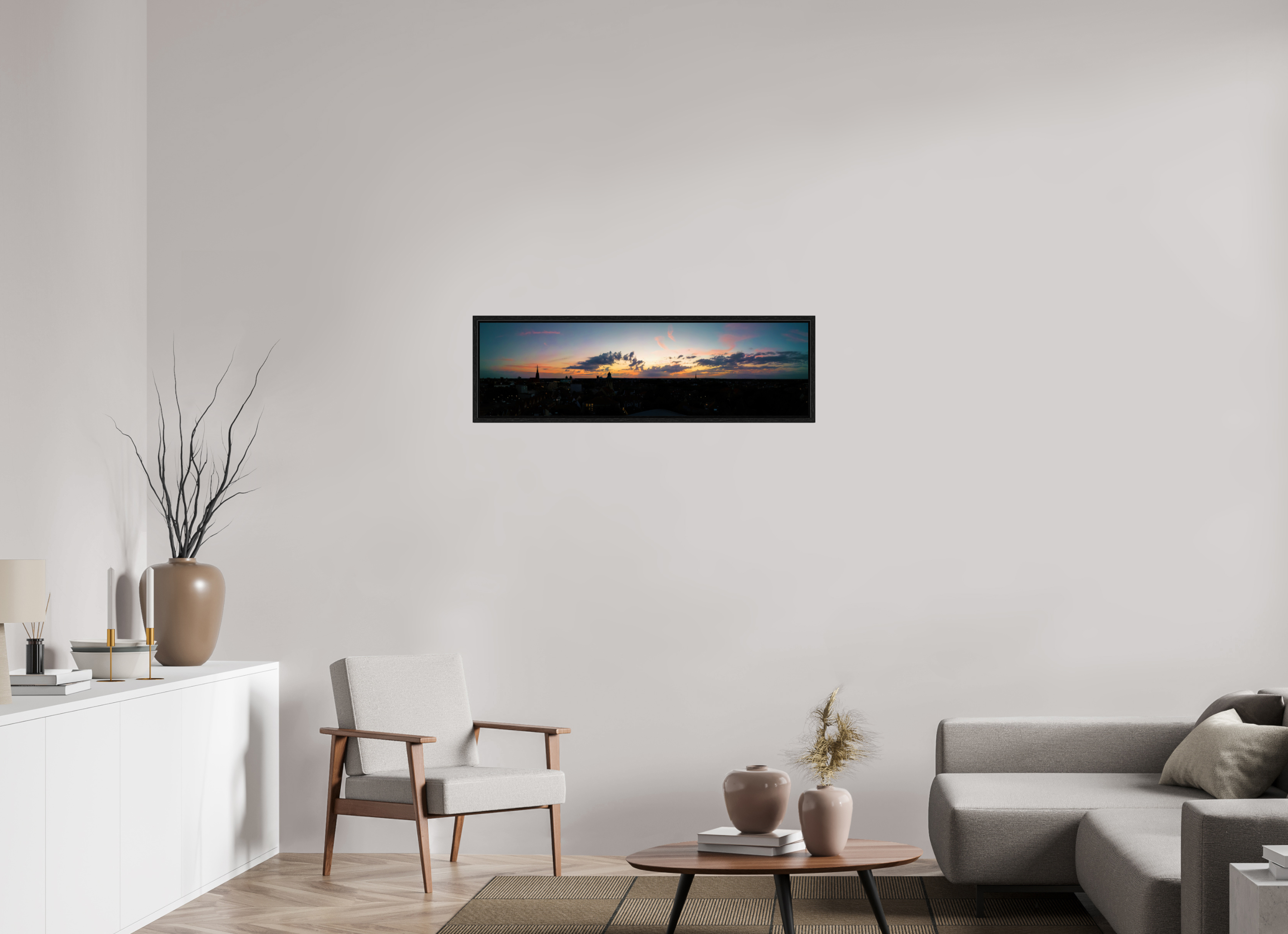 105,8 x 30 cm, Floater Frame Skyline / Cineastisch