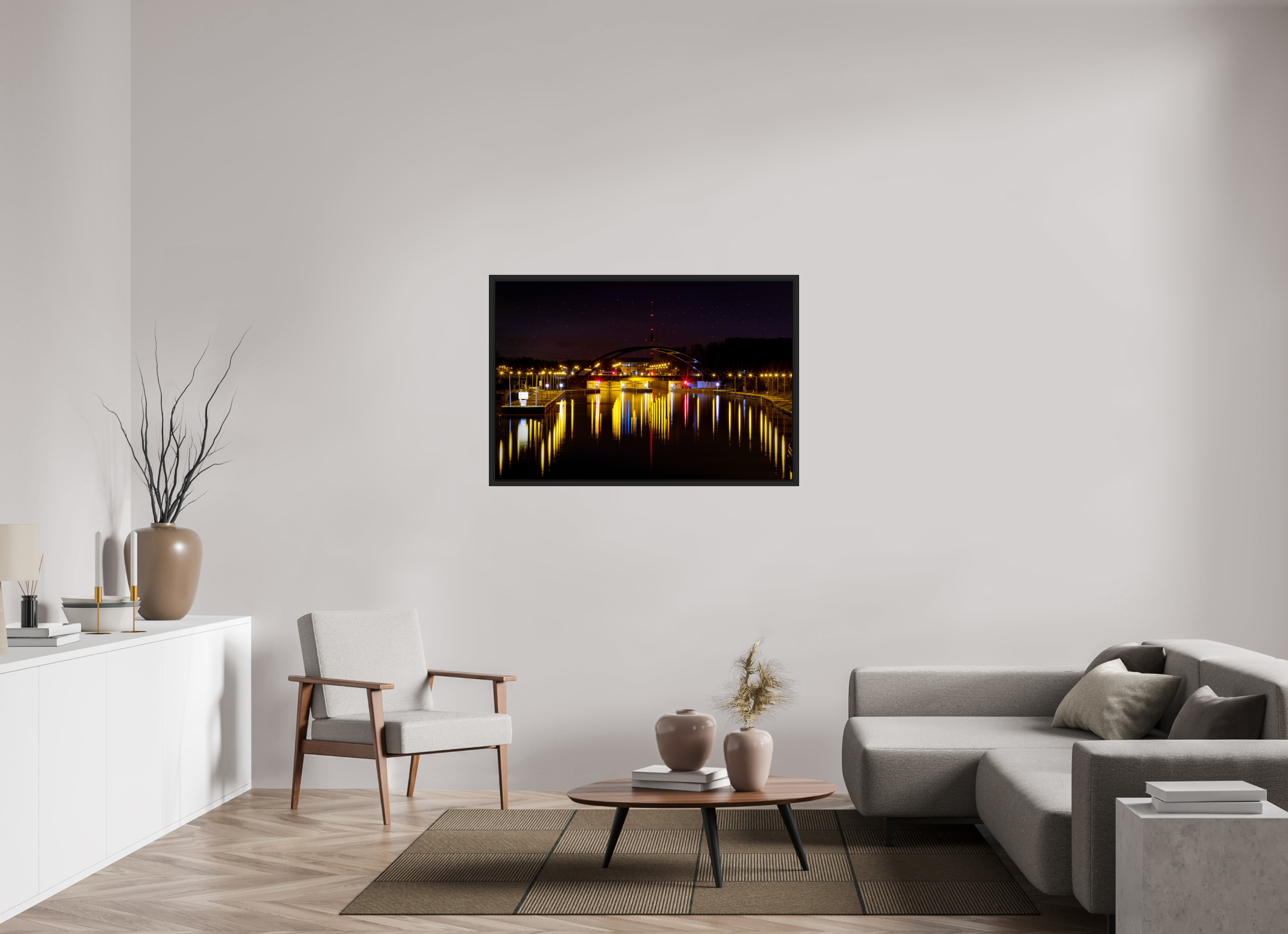 120 x 80 cm, Tokyo 20mm Schattenfuge 4mm Die Schleuse bei Nacht