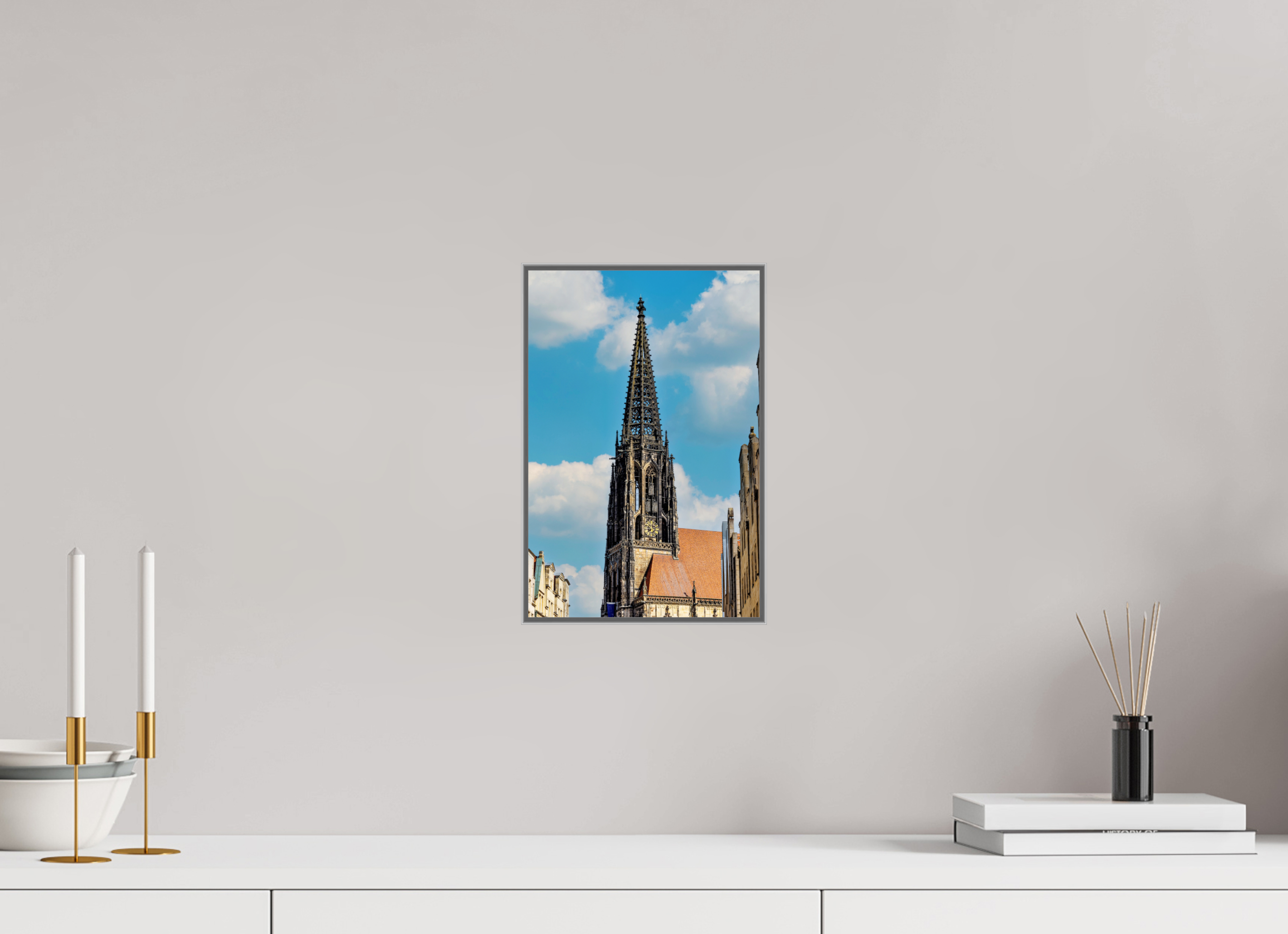 20 x 30 cm, Alurahmen 25mm Lambertikirche - Der Turm