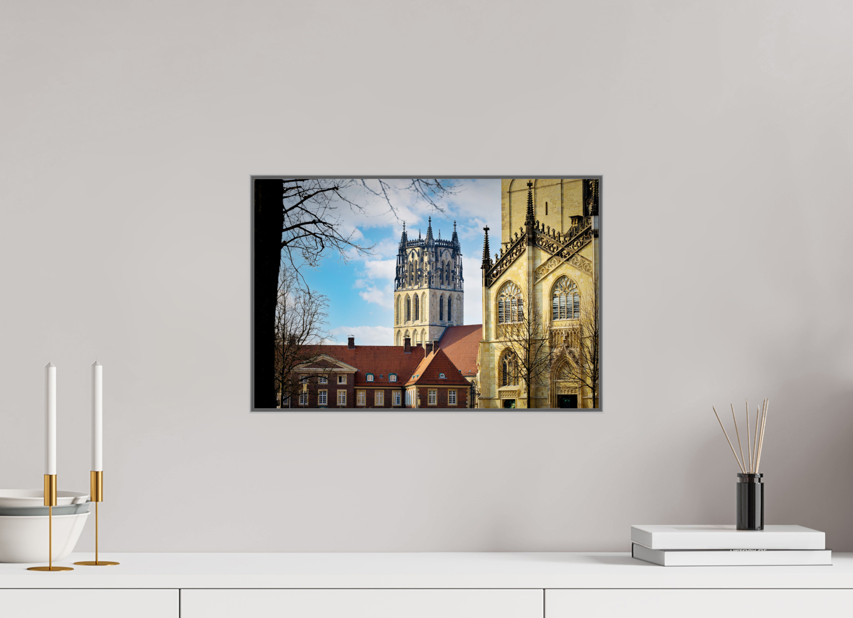 45 x 30 cm, Alurahmen 25mm Überwasserkirche mit Dom