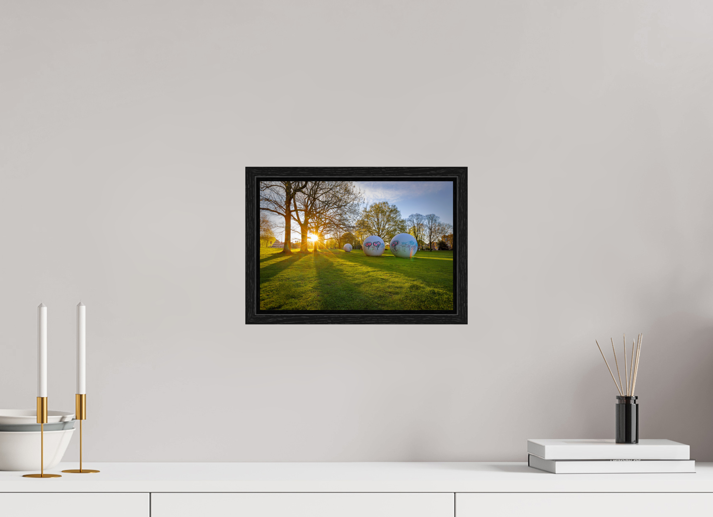 30 x 20 cm, Floater Frame Der Aasee Sonnenaufgang