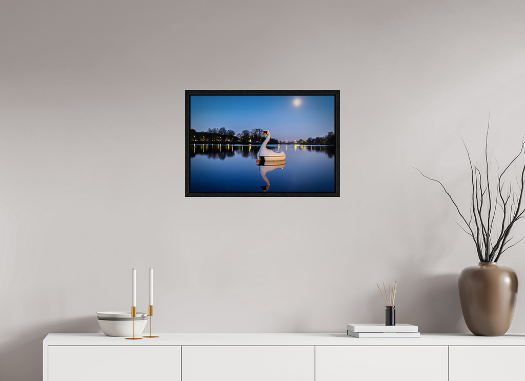 60 x 40 cm, Floater Frame Der Schwan