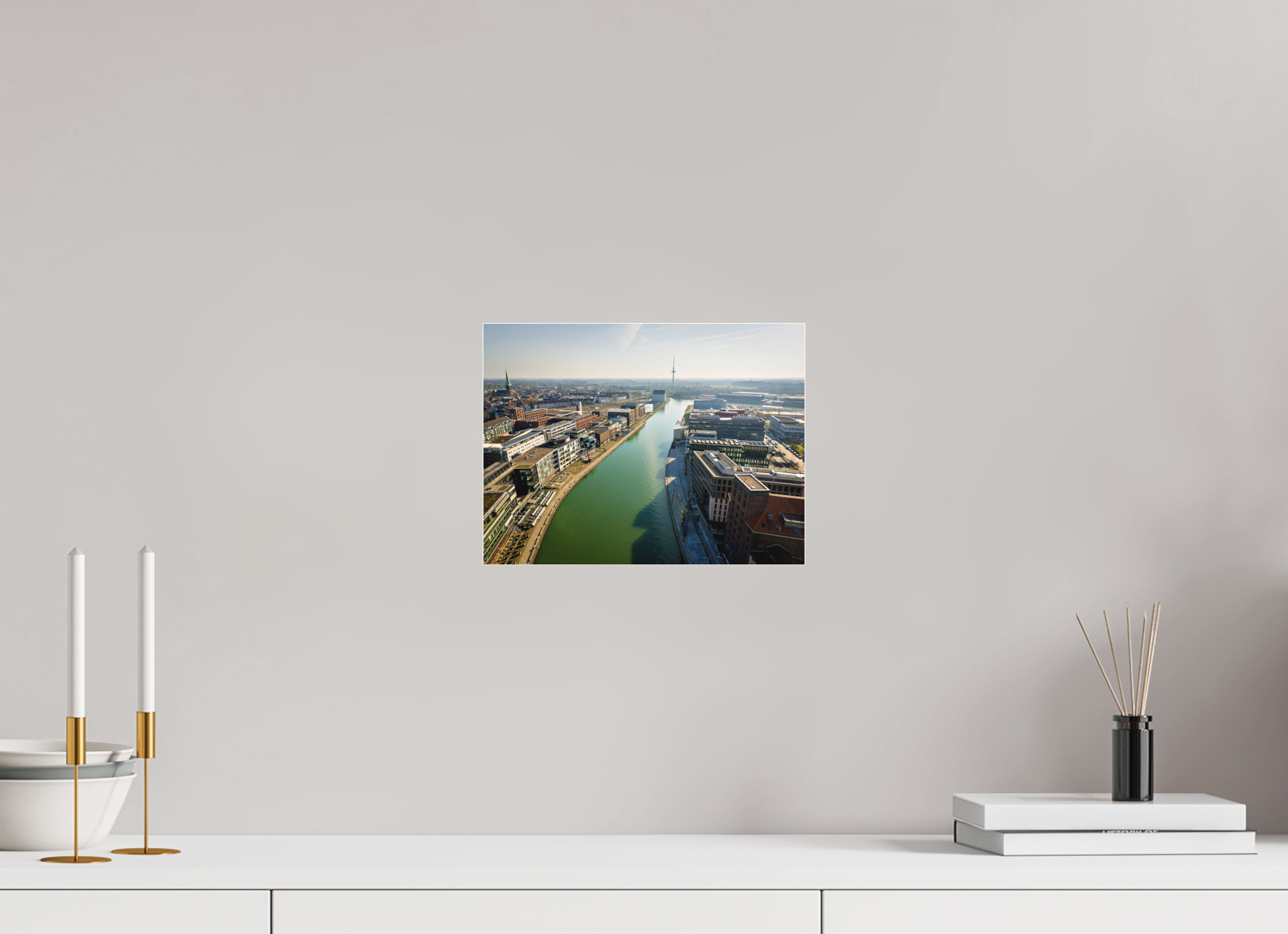 28 x 21 cm, Acrylglas Fine Art Pigmentdruck Münster Hafen – Ruhe zwischen Stahl und Wasser