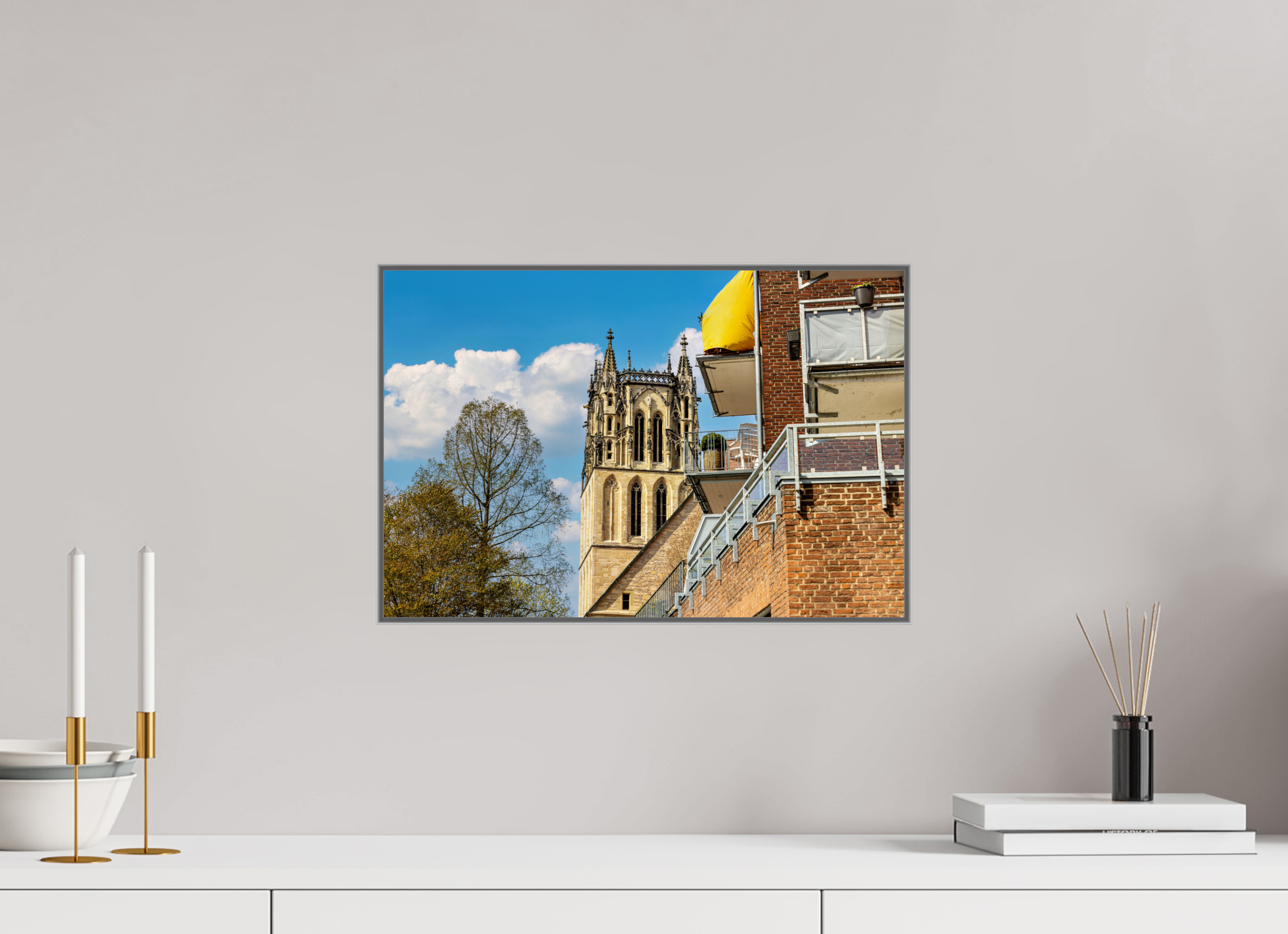 45 x 30 cm, Alurahmen 25mm Überwasserkirche - Der Turm
