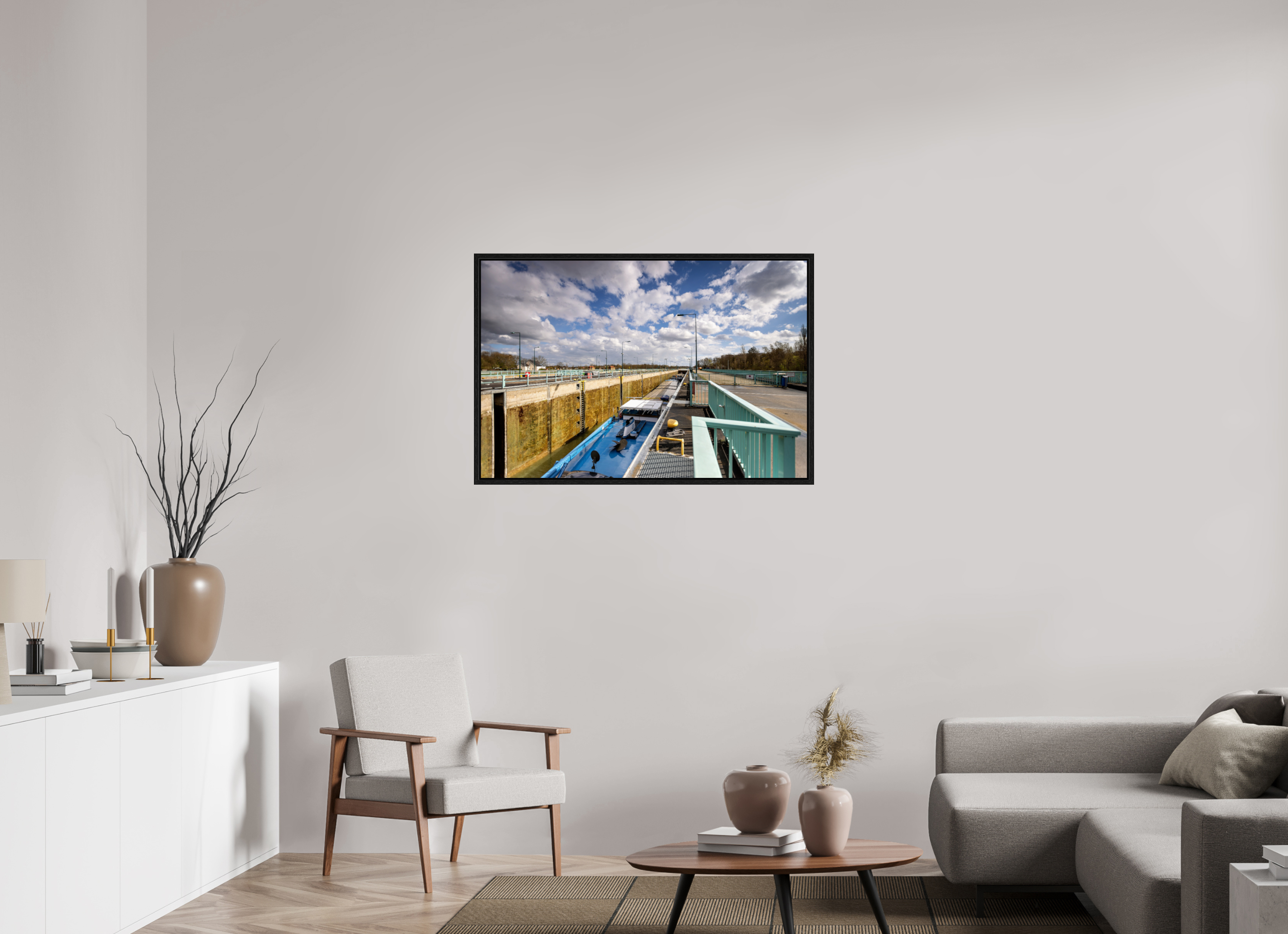105 x 70 cm, Floater Frame Die Schleuse