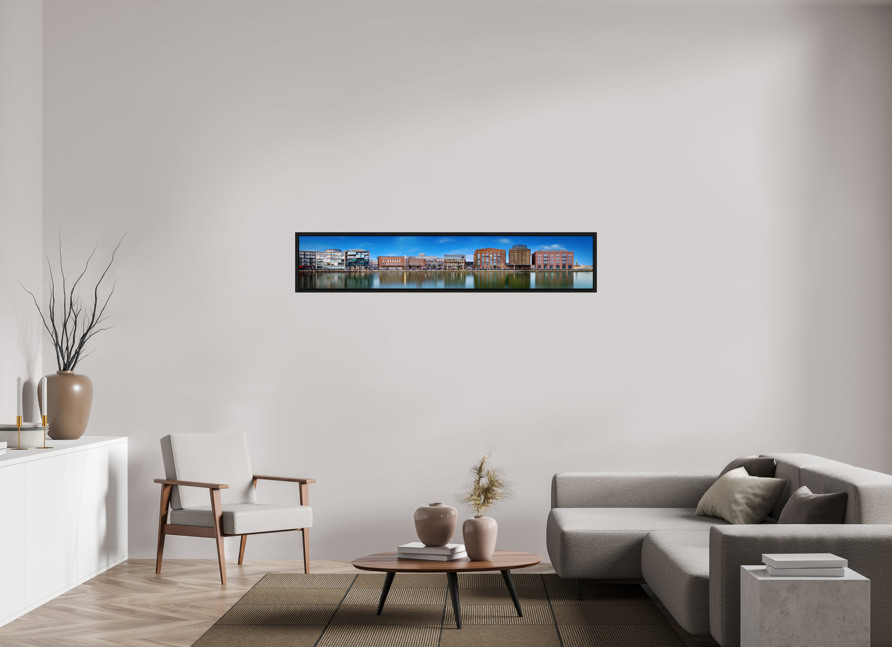 168,2 x 30 cm, Floater Frame Der Hafen - Das Panorama