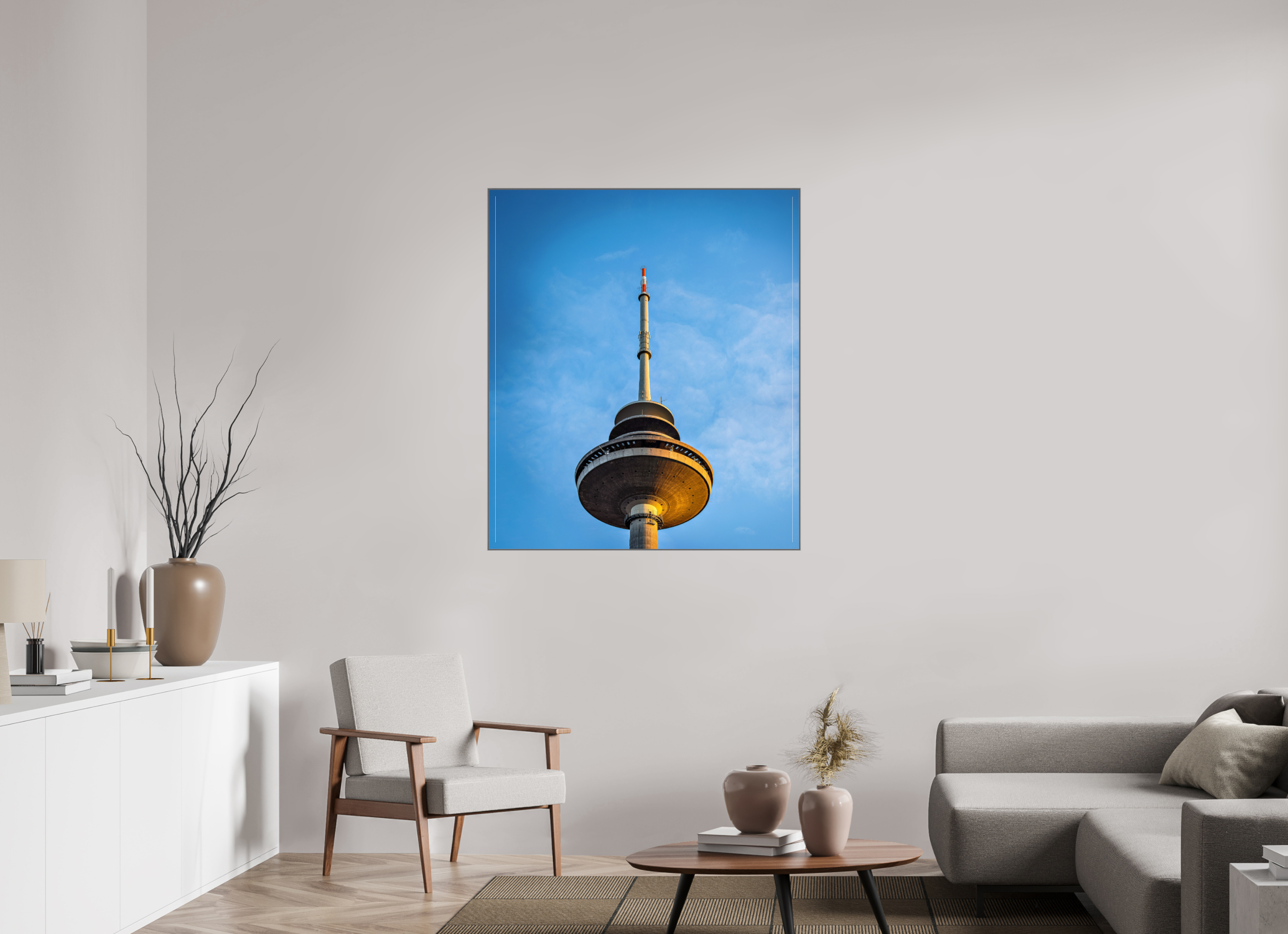 100 x 115,9 cm, Alurahmen 25mm Der Fernsehturm - Die Spitze