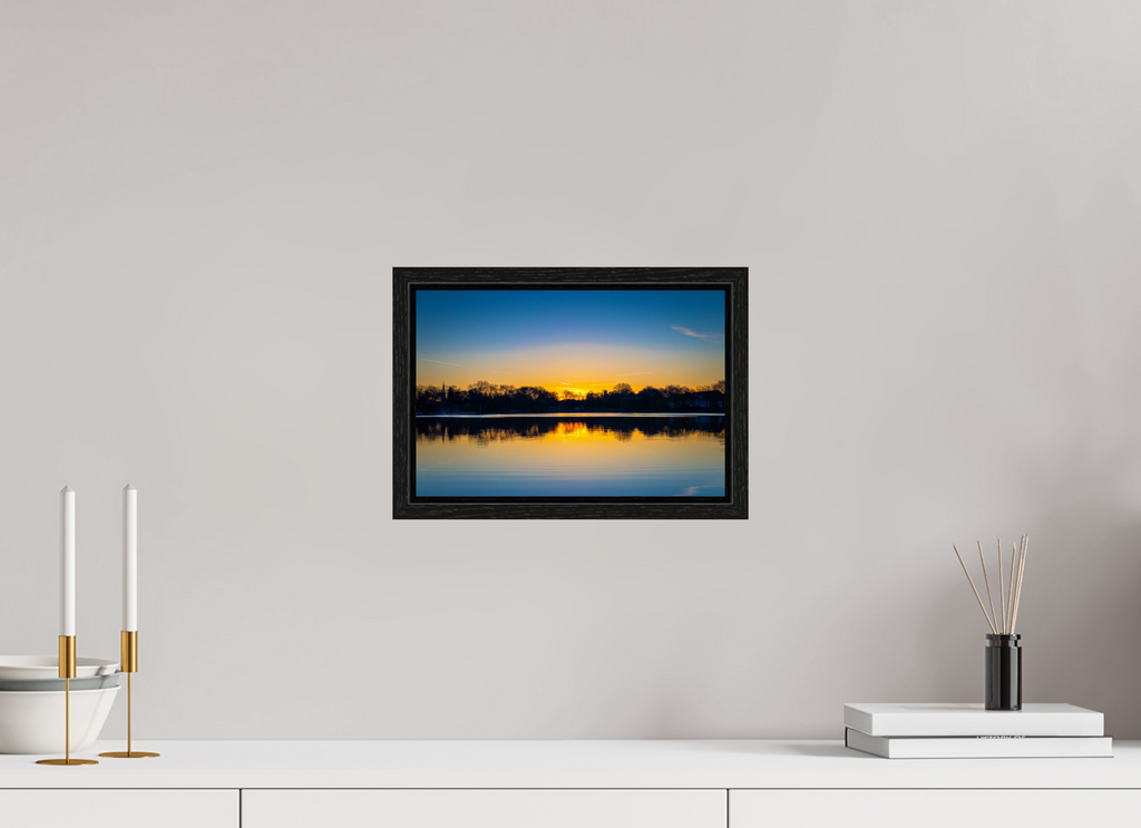 30 x 20 cm, Floater Frame Der Aasee bei Sonnenaufgang
