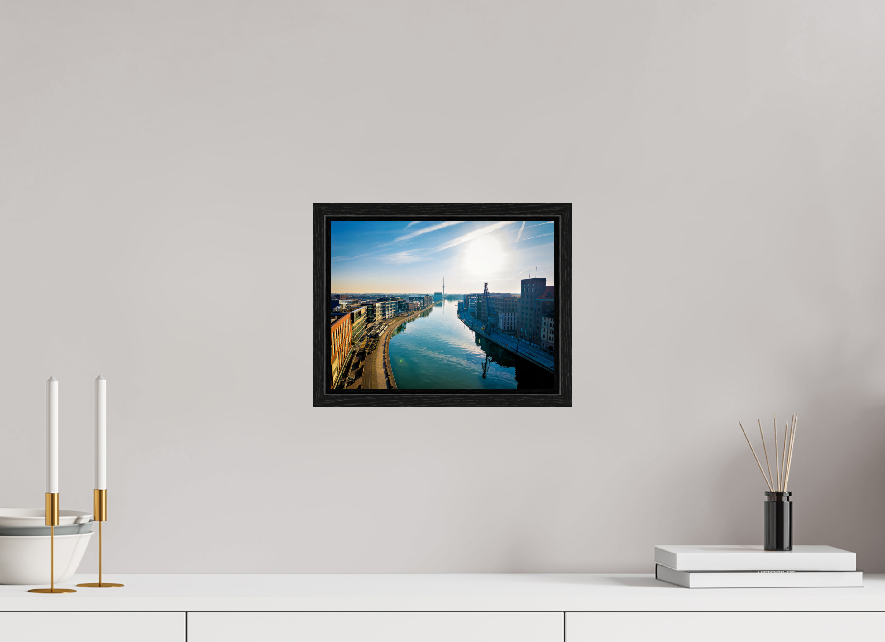 28 x 21 cm, Floater Frame Münster Hafen – Ruhe zwischen Stahl und Wasser