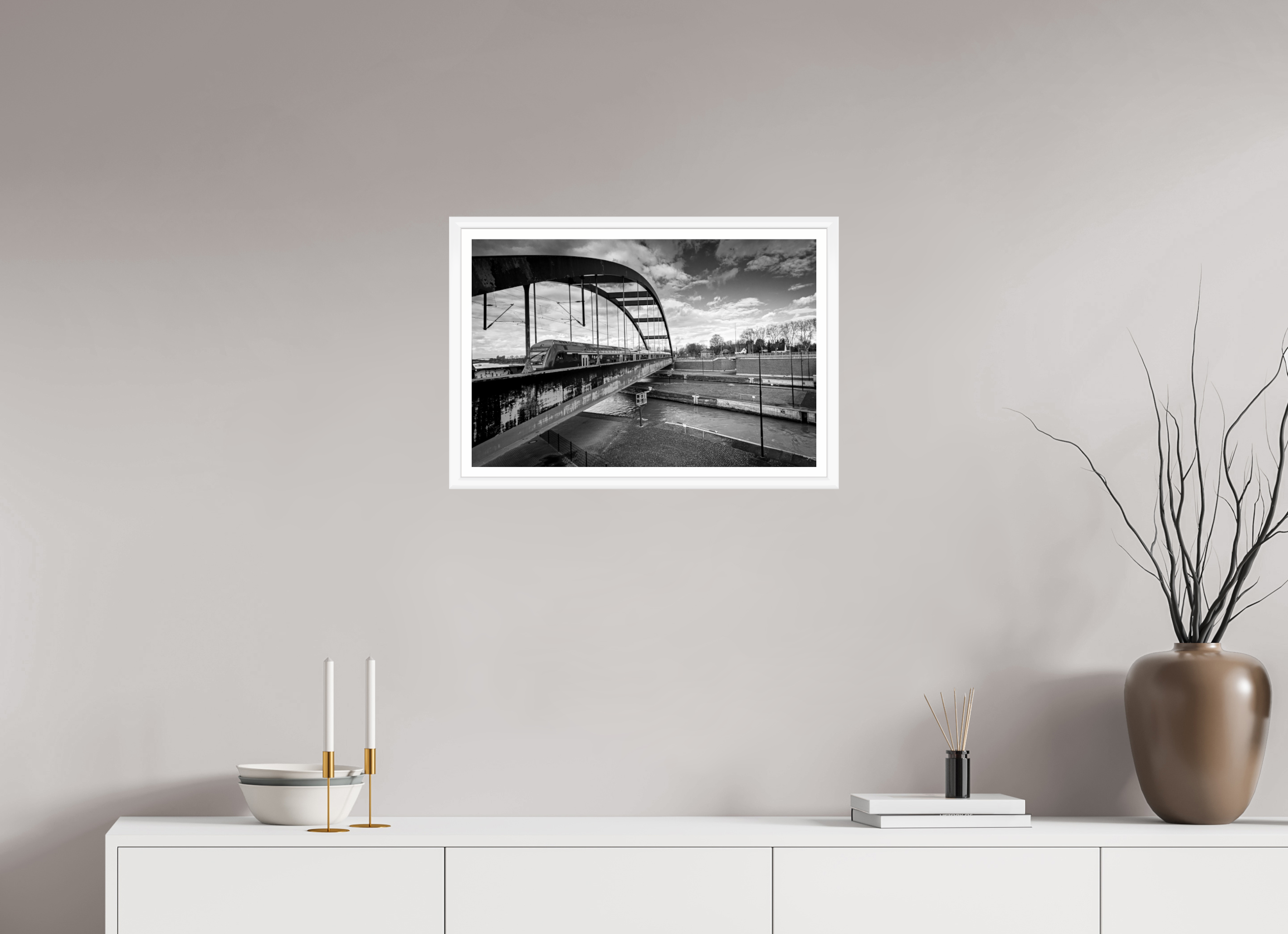 60 x 40 cm, Bern weiß und Rand Die Schleuse und der Zug