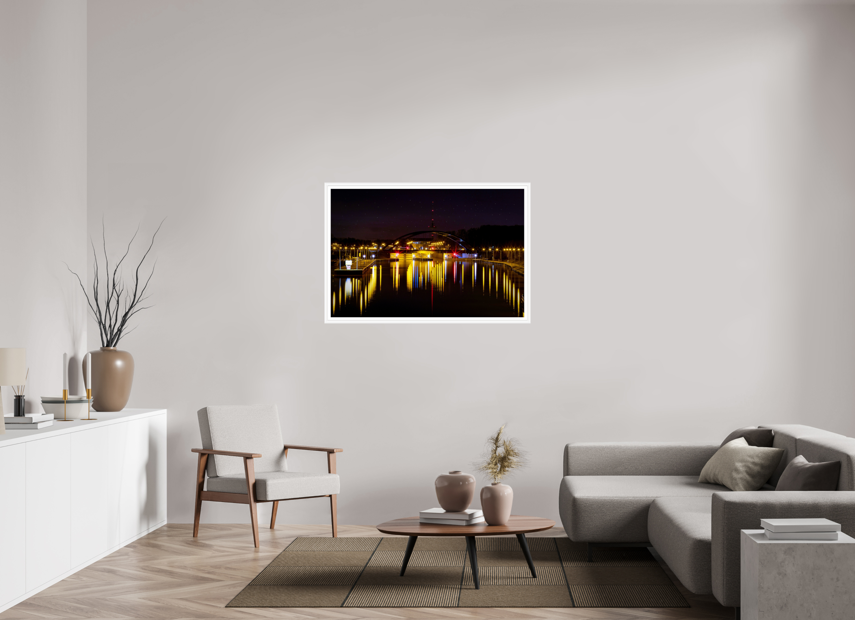 120 x 80 cm, Bern weiß und Rand Die Schleuse bei Nacht