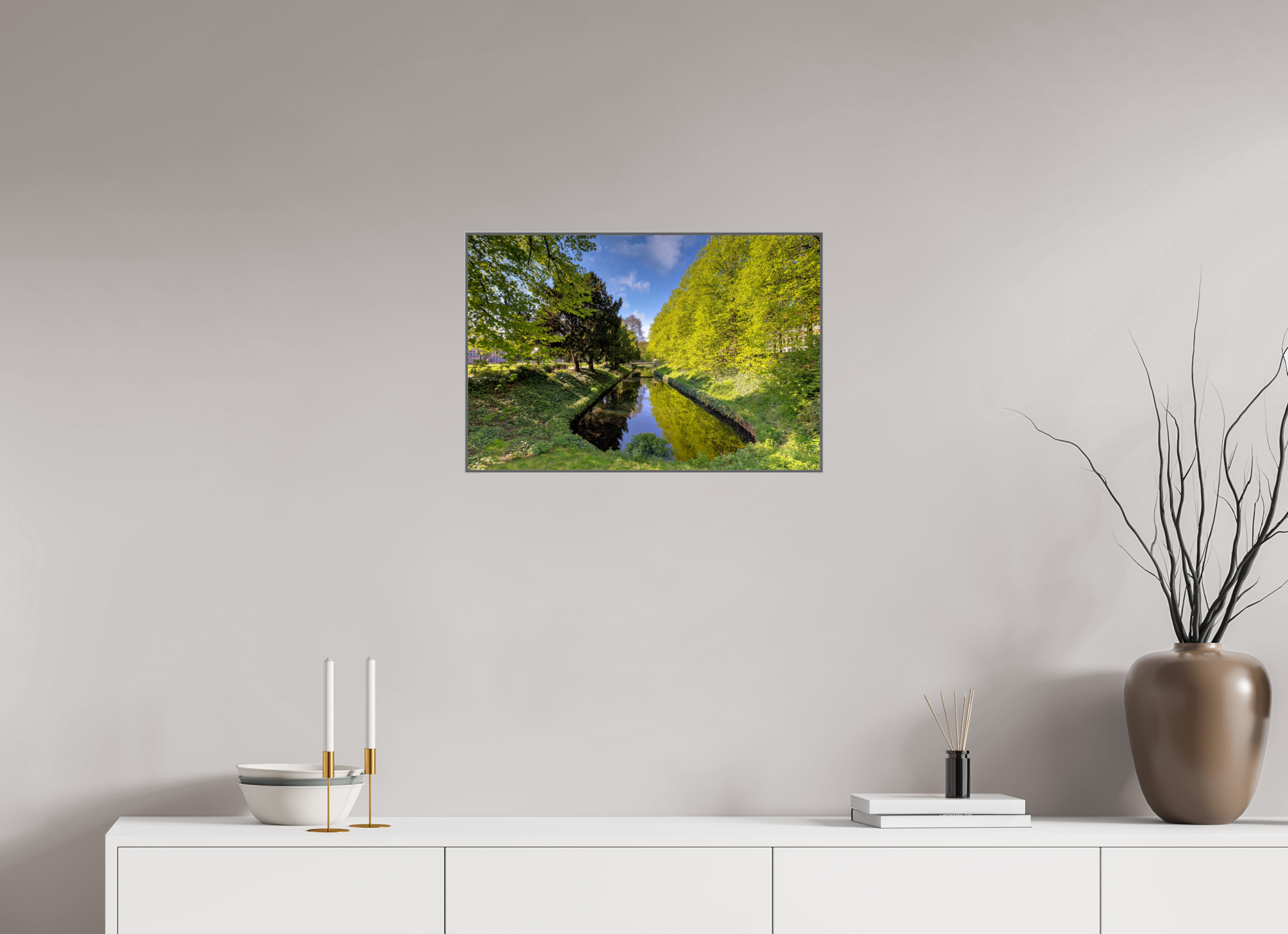 60 x 40 cm, Alurahmen 25mm Wassergraben an der Engelenschanze