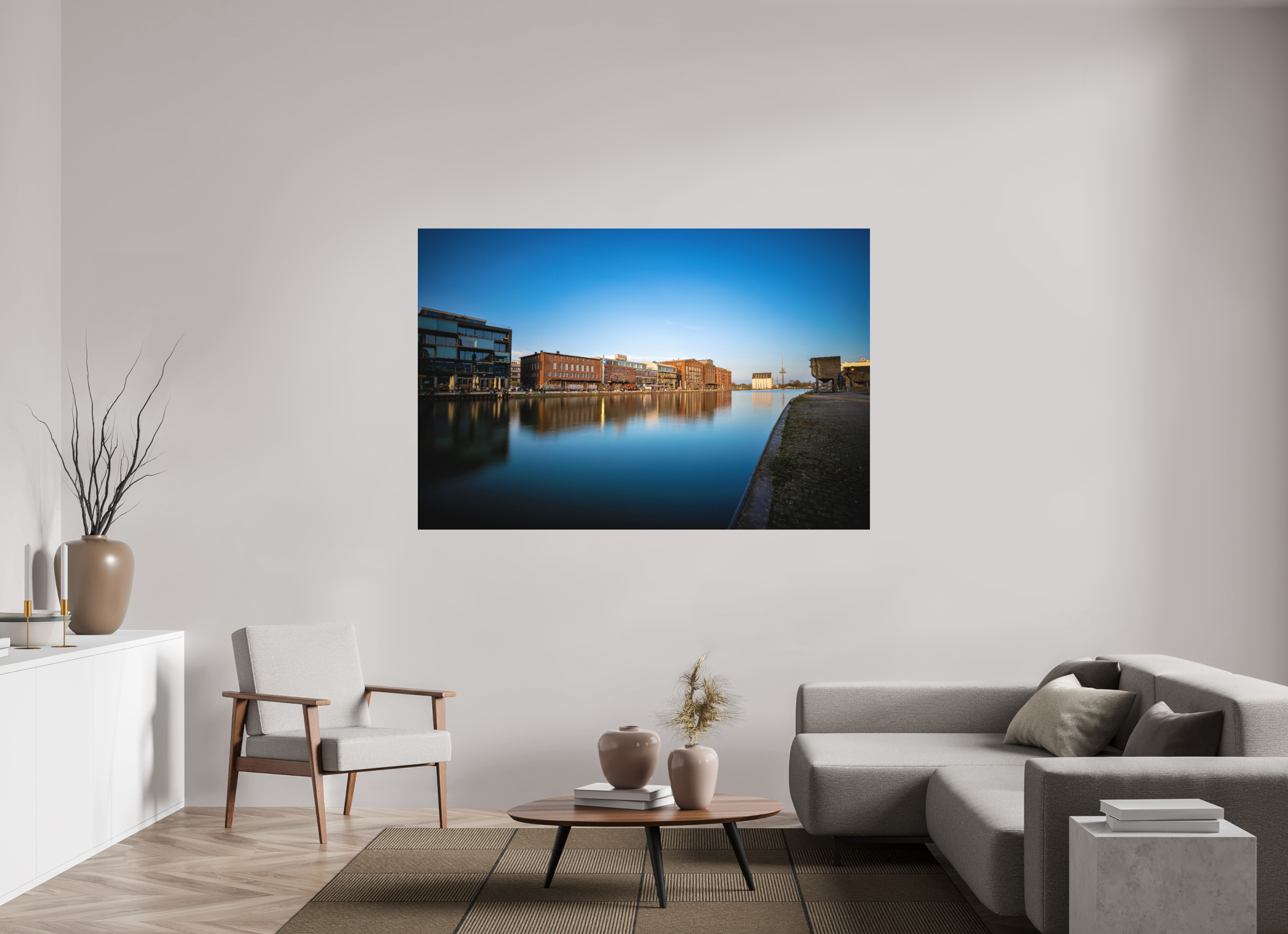 180 x 120 cm, Acrylglas Fine Art Pigmentdruck Der Hafen im Überblick