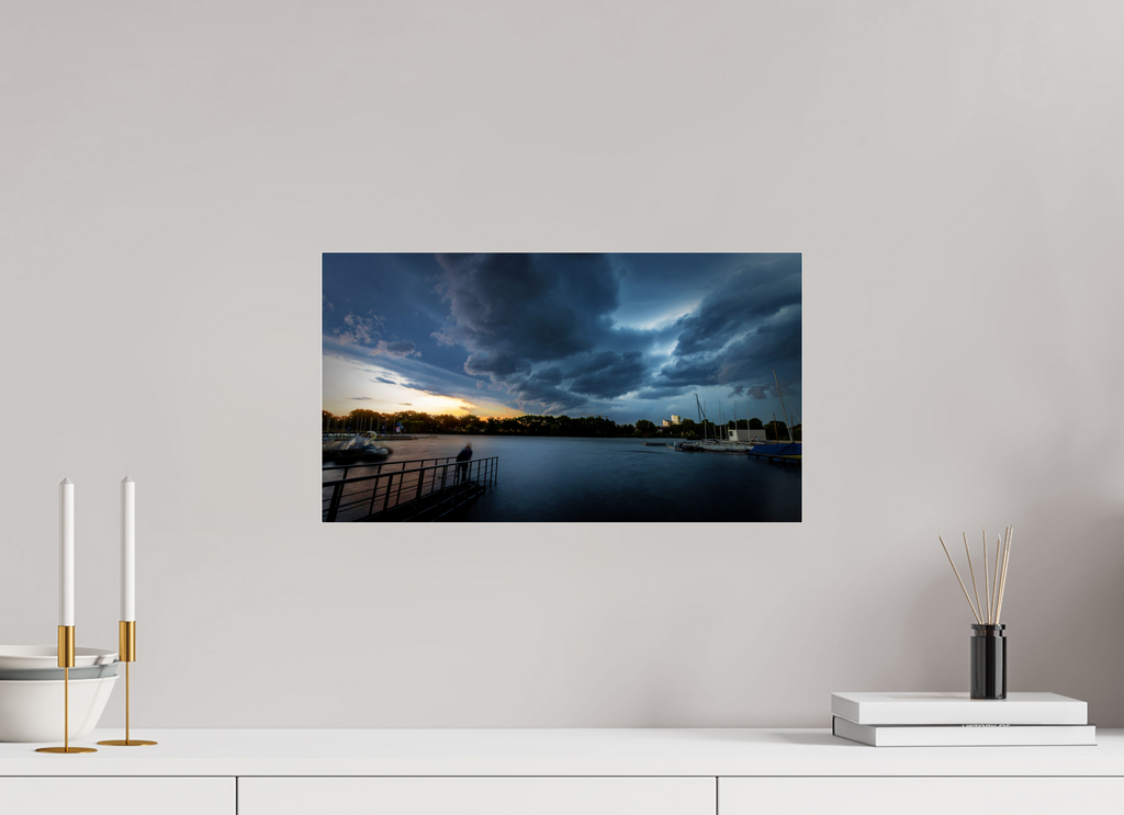 48 x 27 cm, Photo Print Under Acrylic Glass Der Aasee im Gewitter
