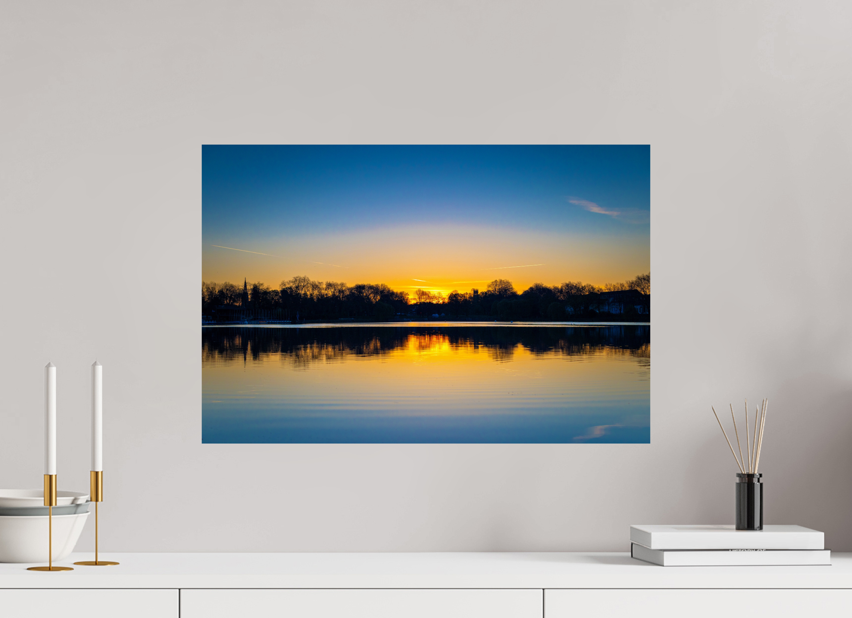 60 x 40 cm, Baryta - Fine Art Der Aasee bei Sonnenaufgang