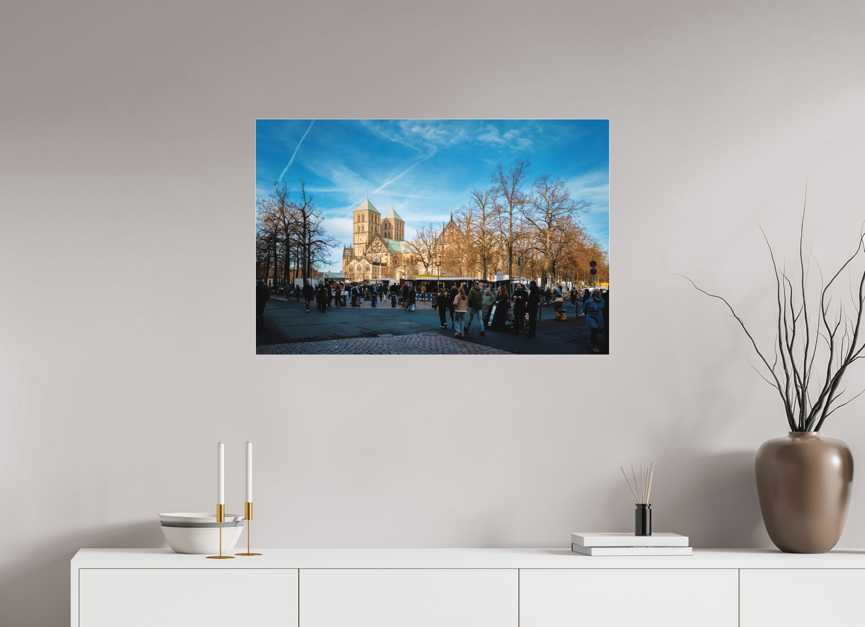 90 x 60 cm, Acrylglas Fine Art Pigmentdruck Der Dom während des Markts