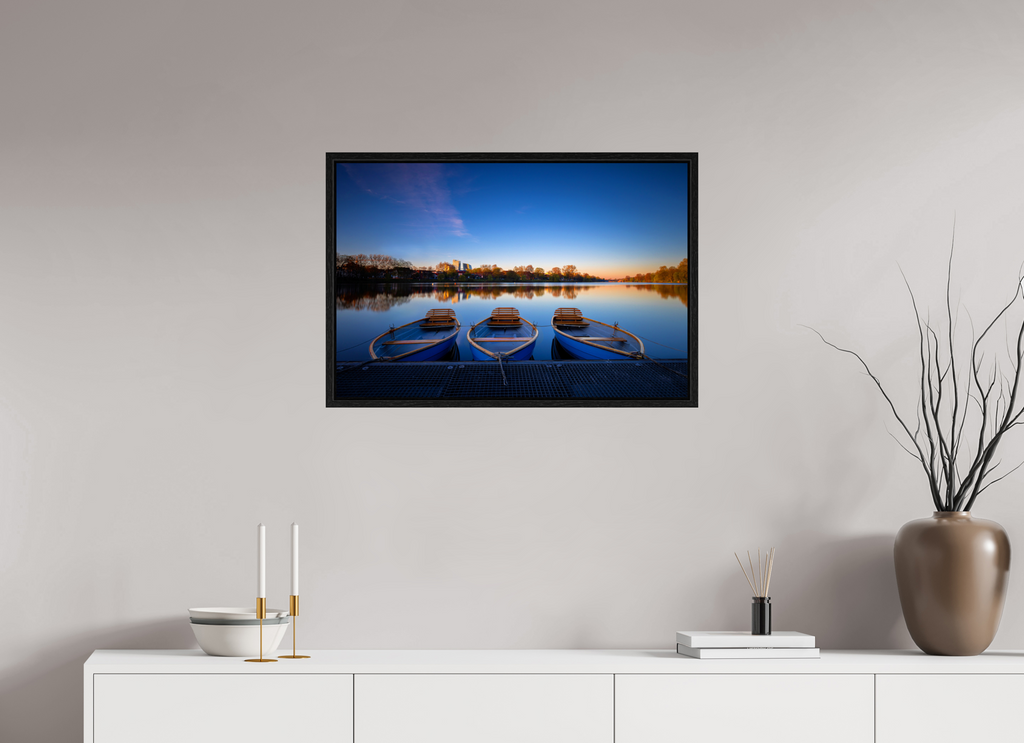75 x 50 cm, Floater Frame Der Aasee / Drei Boote